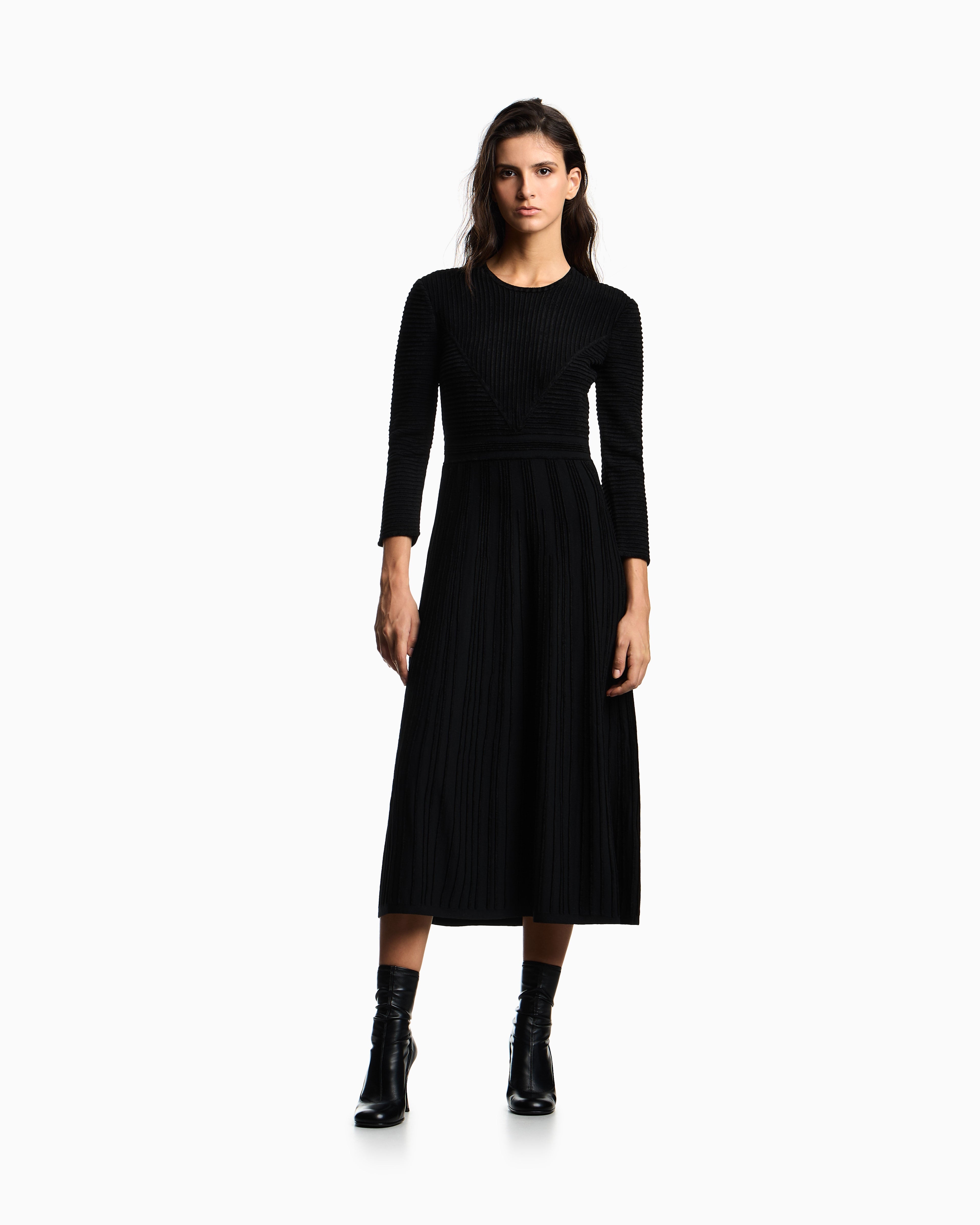 Emporio Armani Long dress in ottoman chenille
