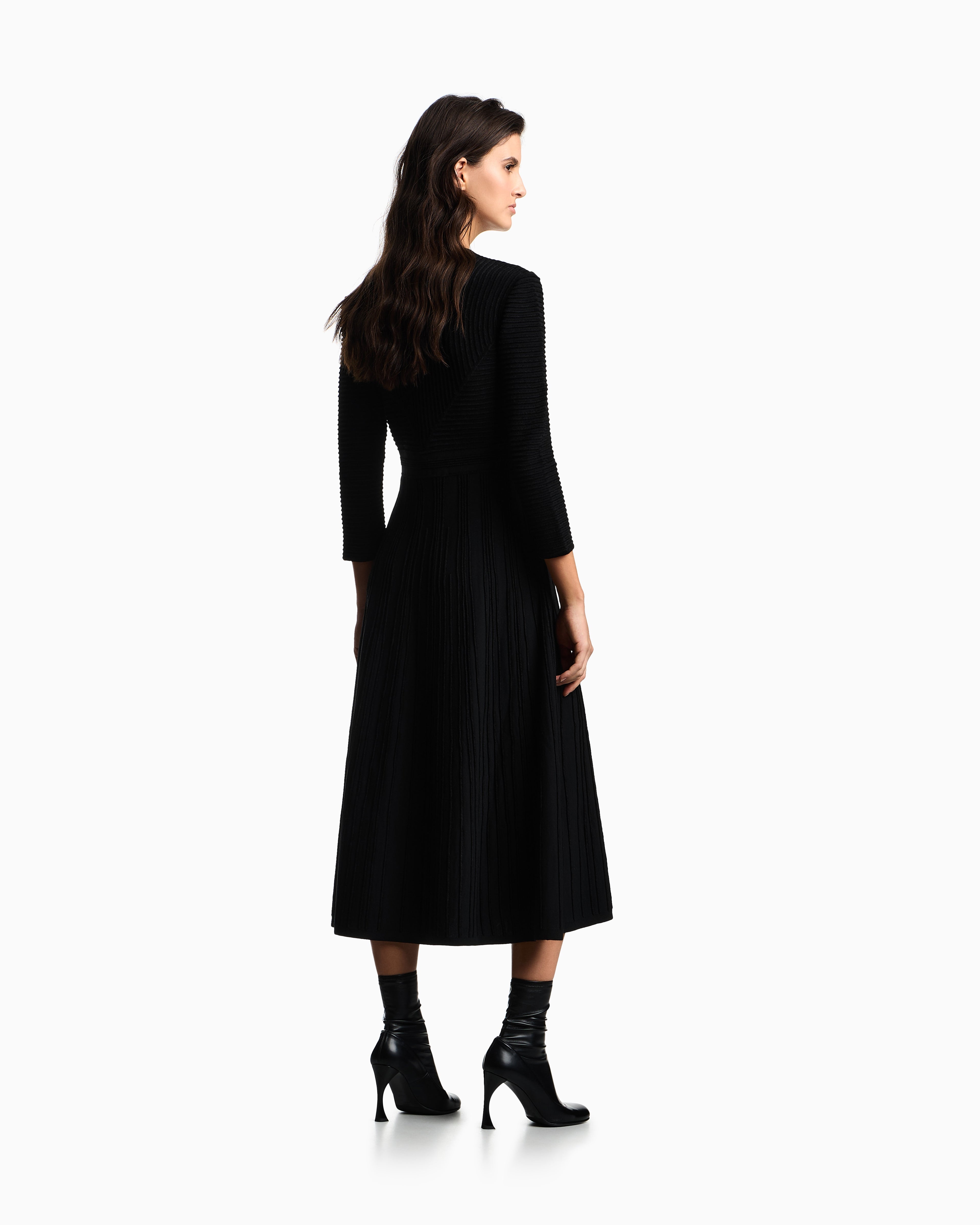 Emporio Armani Long dress in ottoman chenille