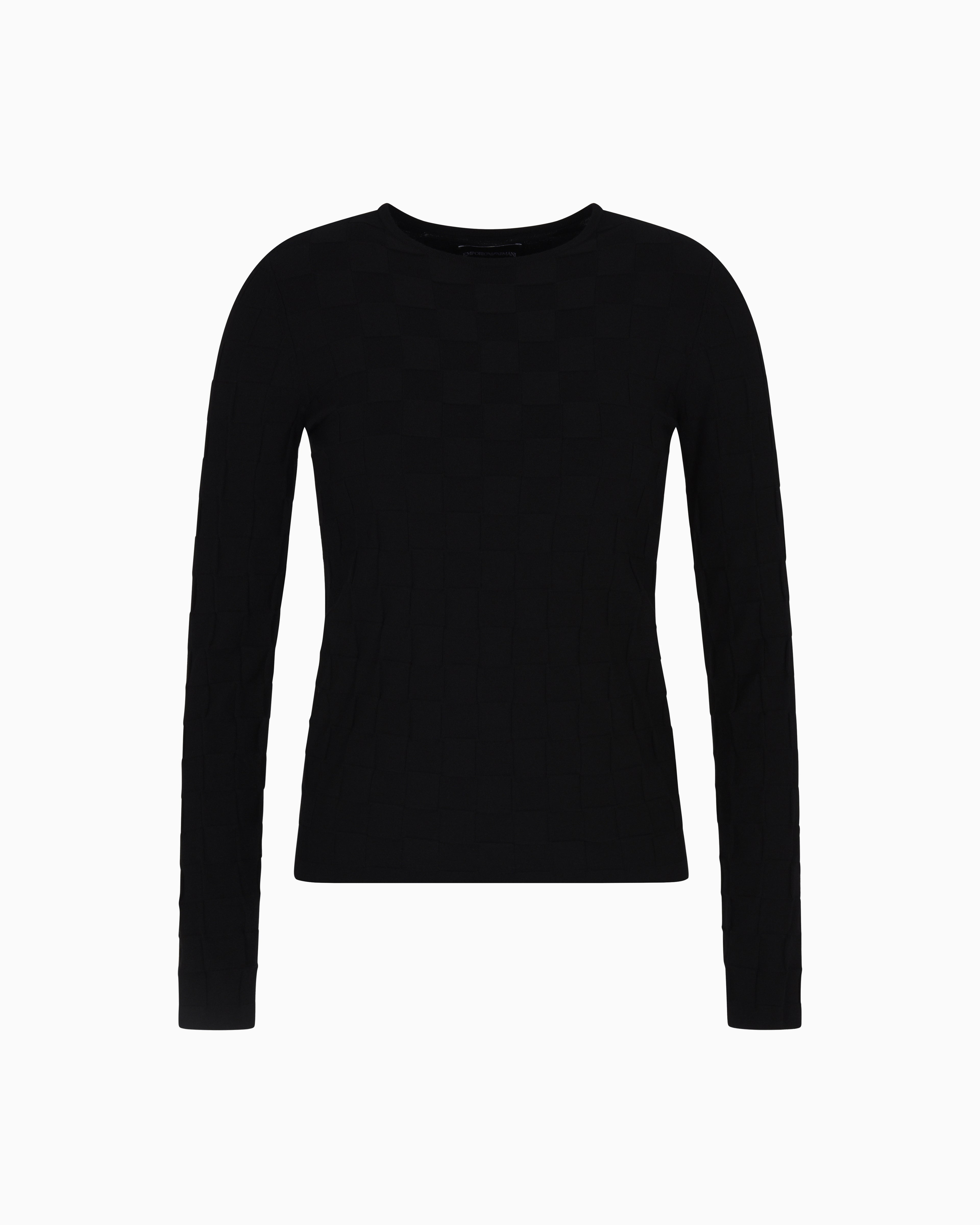 Emporio Armani Check-effect knit front and back viscose jumper