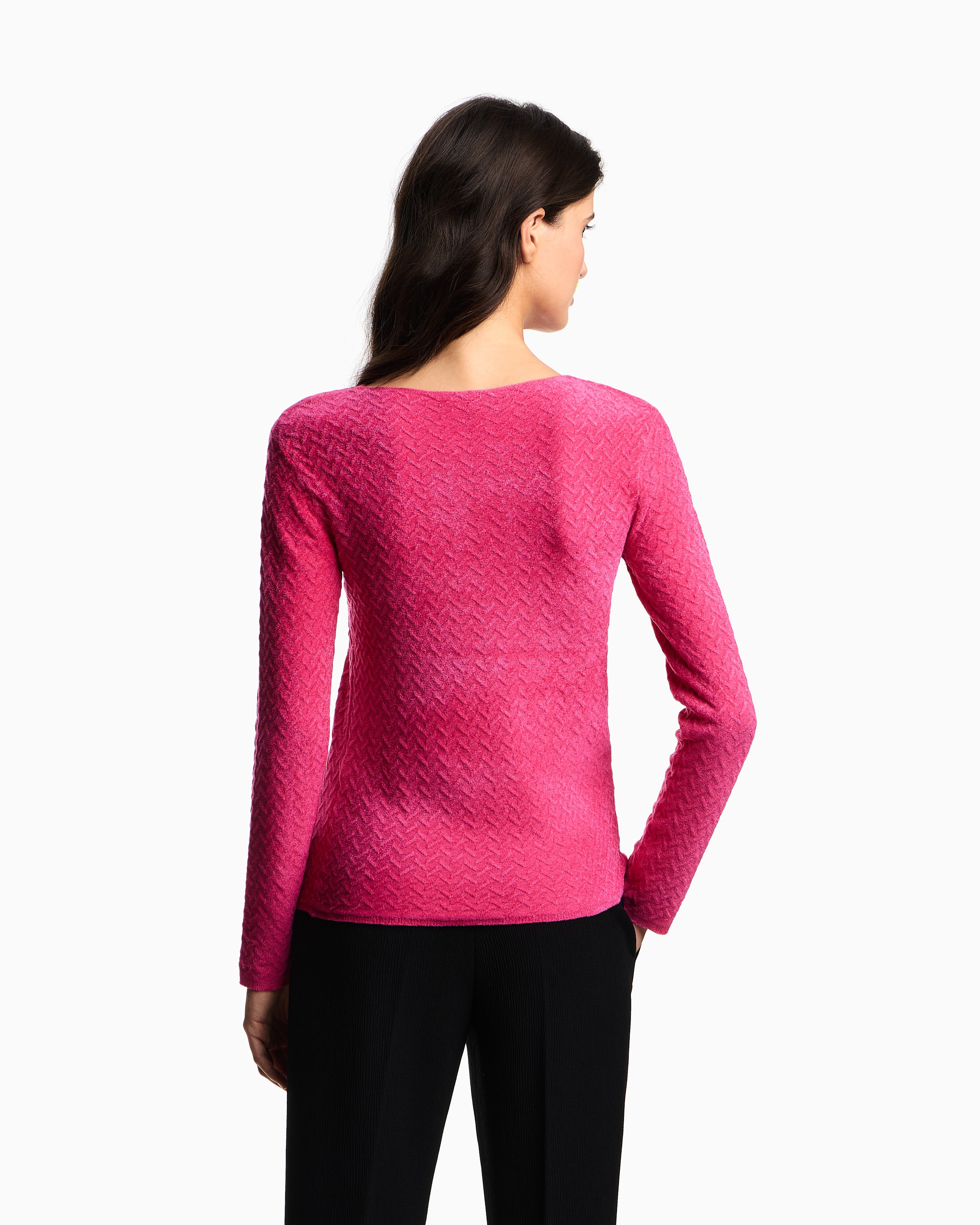 Emporio Armani Chenille jumper with embossed irregular chevron motif