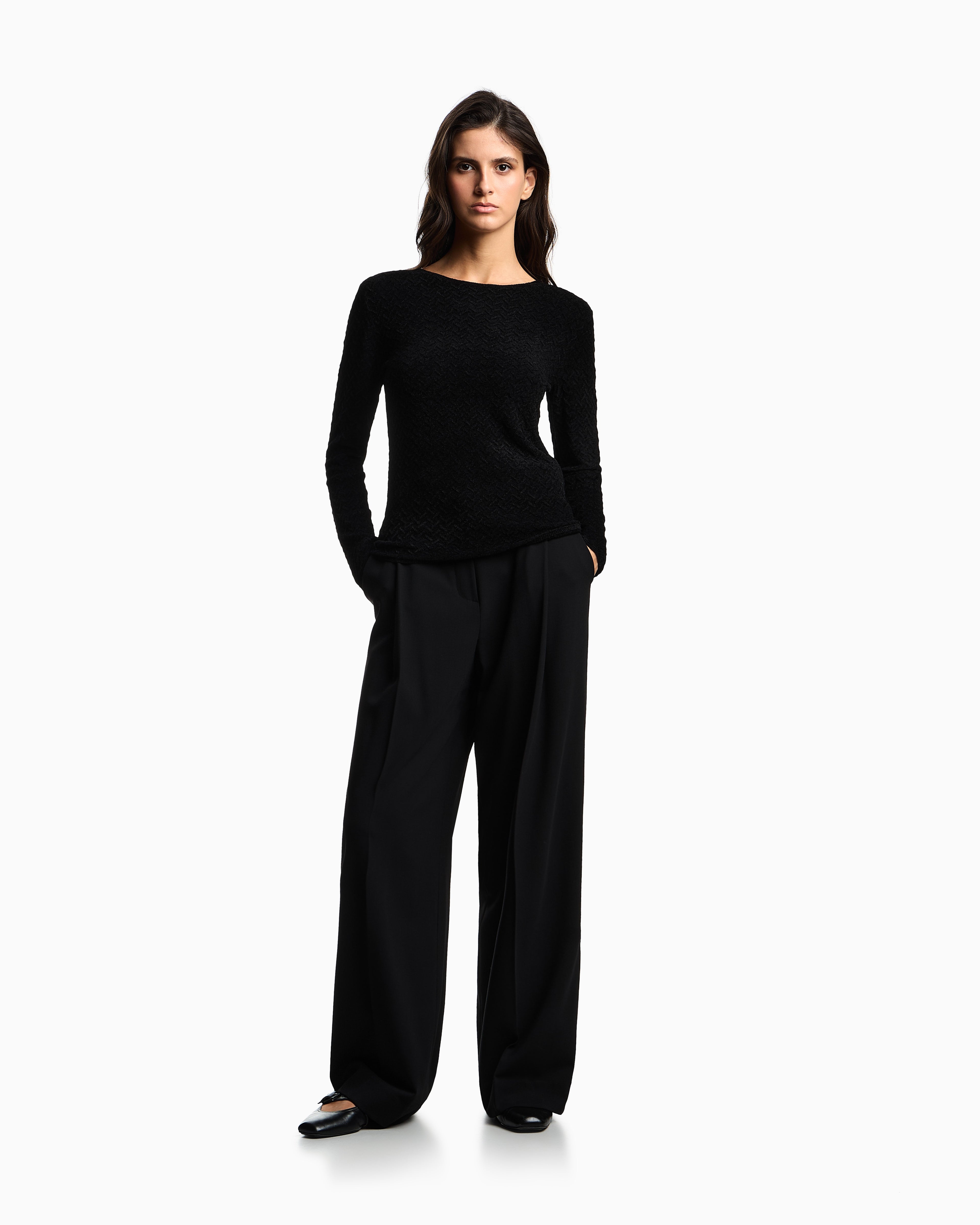 Emporio Armani Chenille jumper with embossed irregular chevron motif
