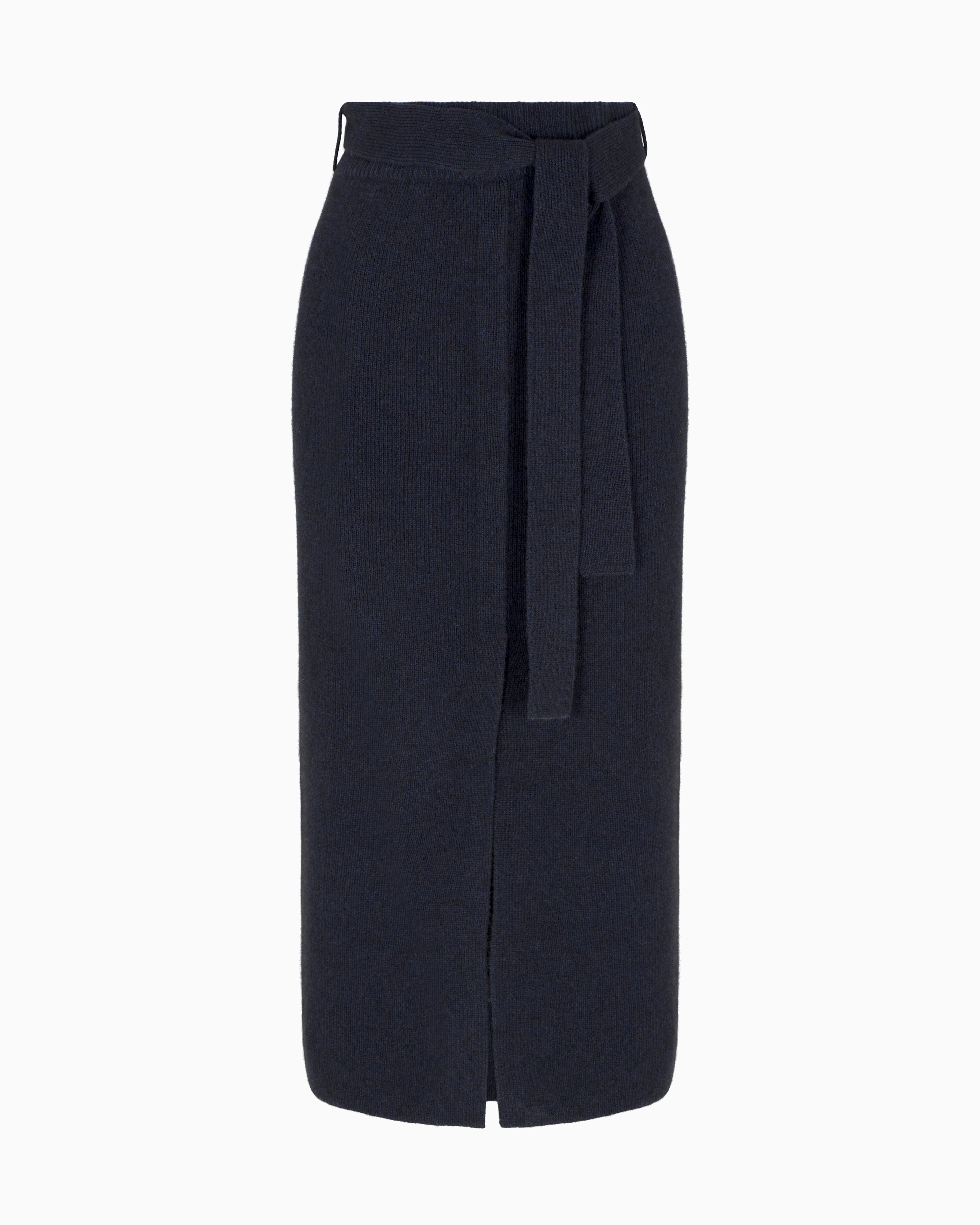 Emporio Armani Wool long skirt with slit and belt