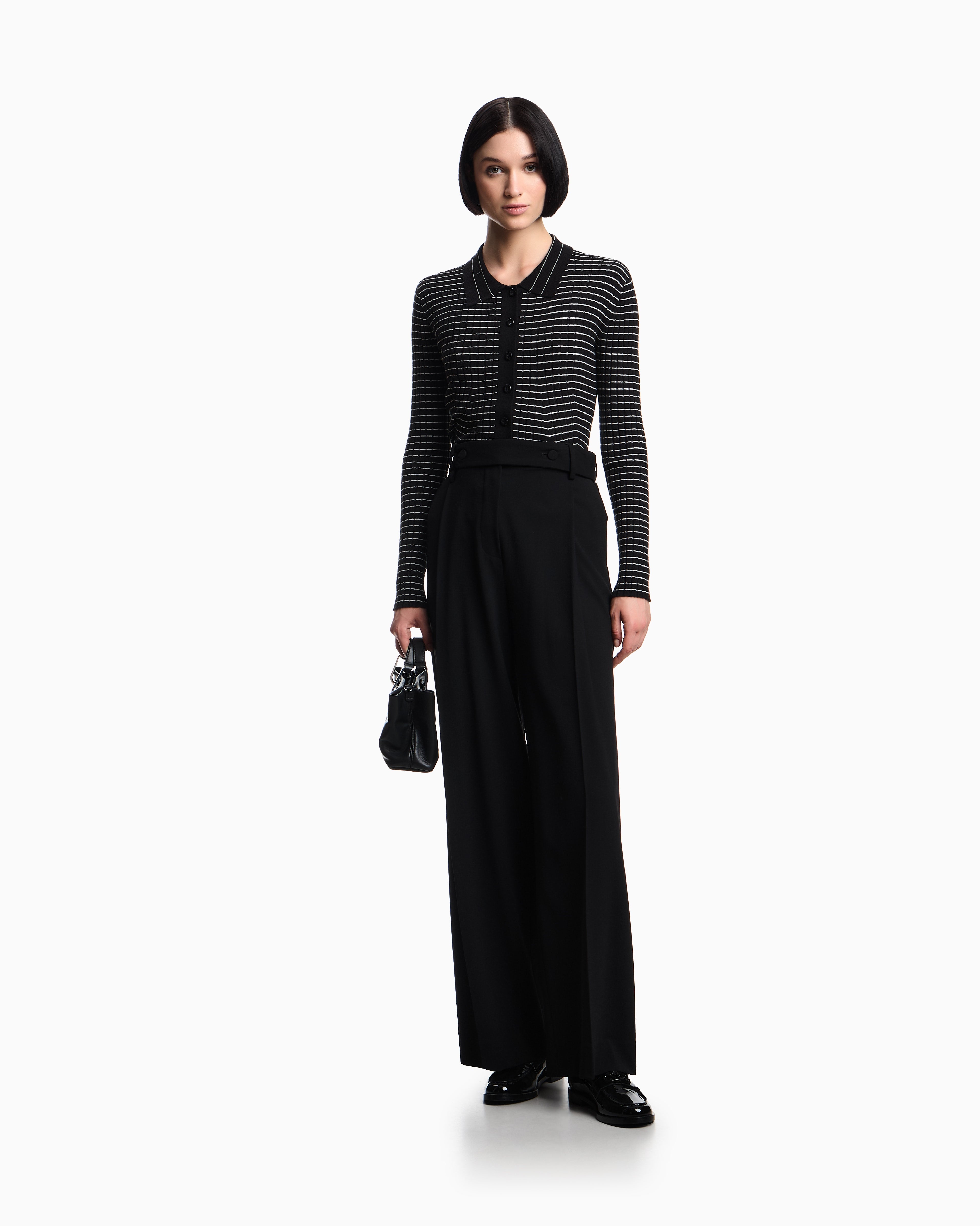 Emporio Armani Ribbed cardigan with striped motif