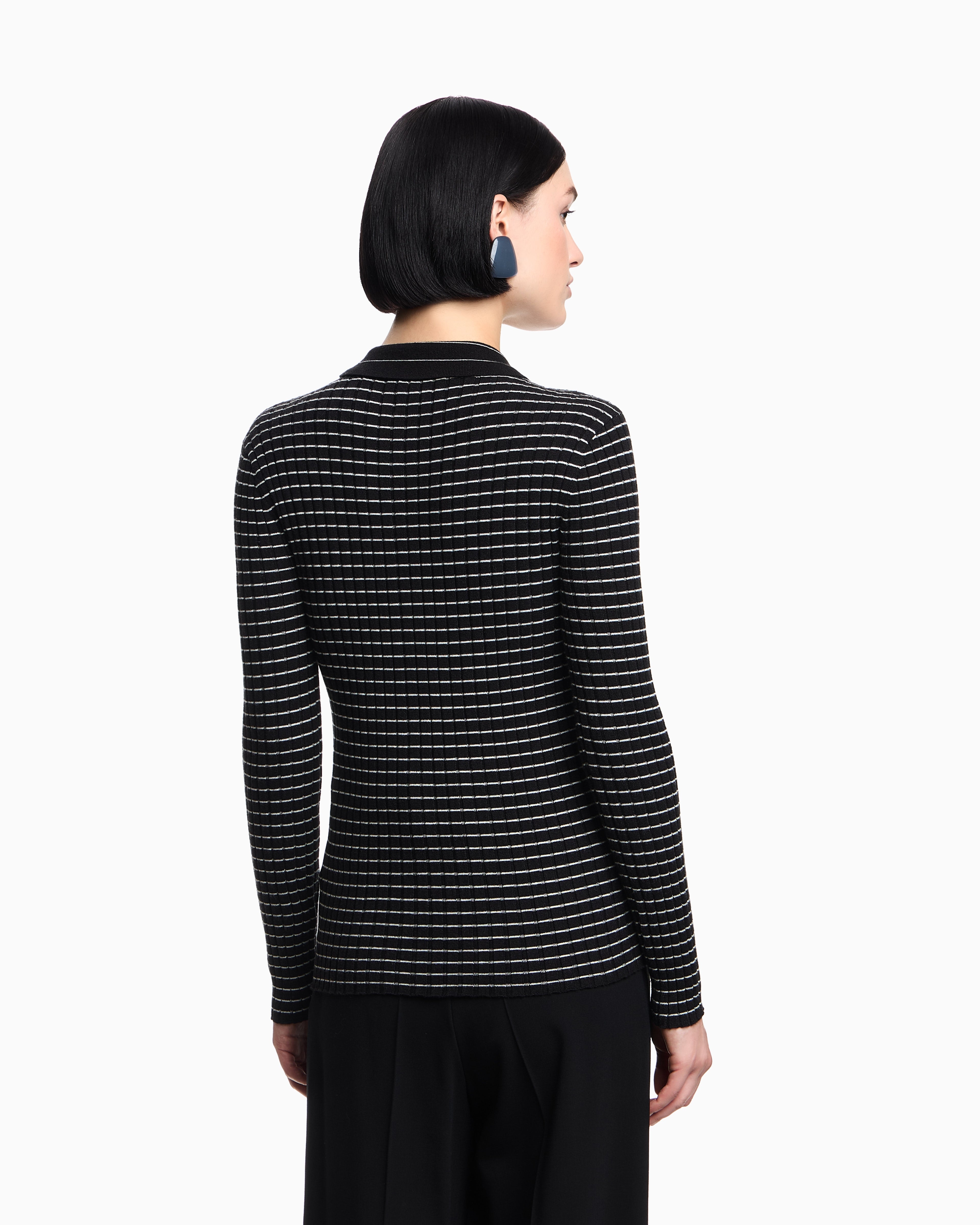 Emporio Armani Ribbed cardigan with striped motif