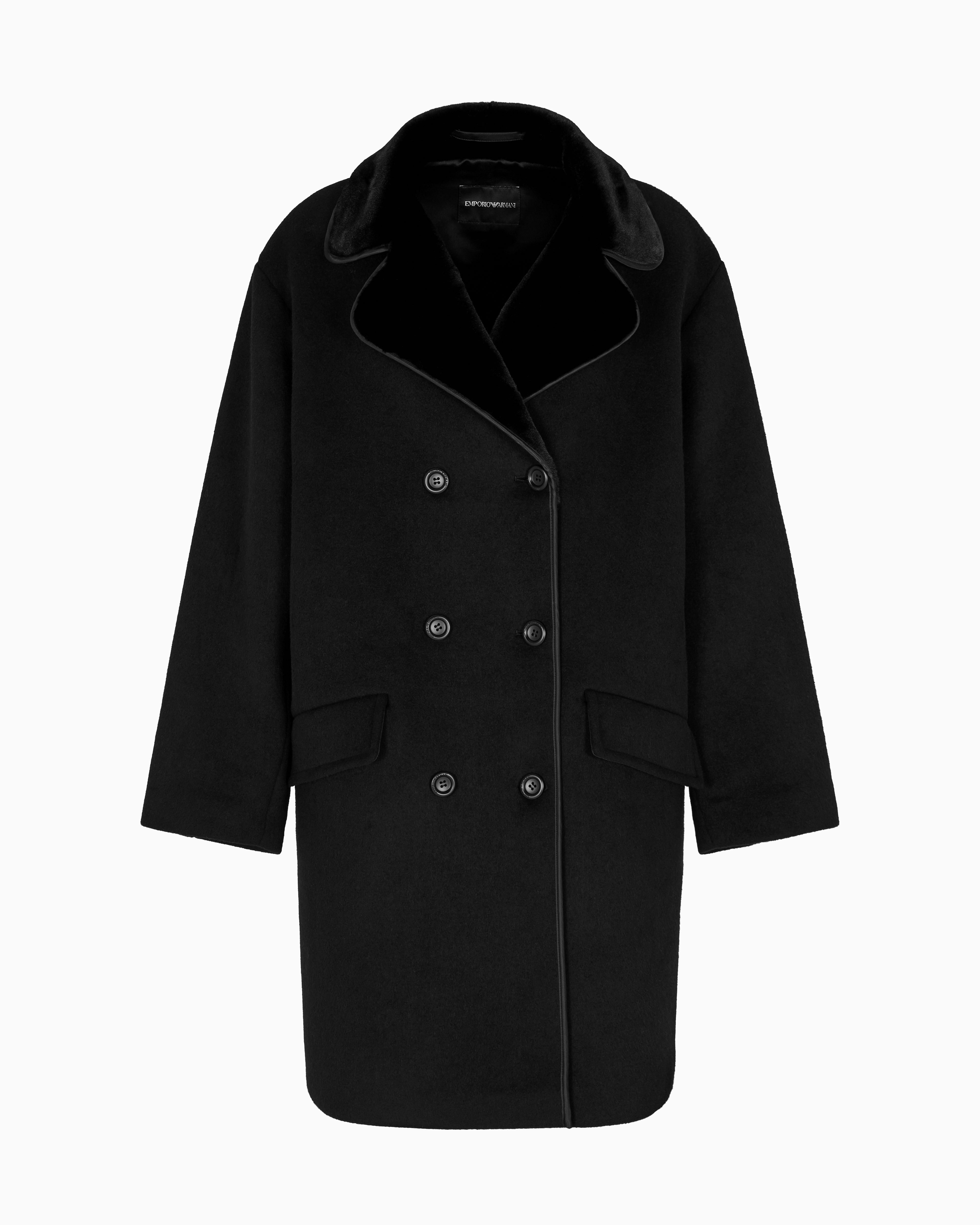Emporio Armani Double-breasted coat in a compact wool-blend cloth