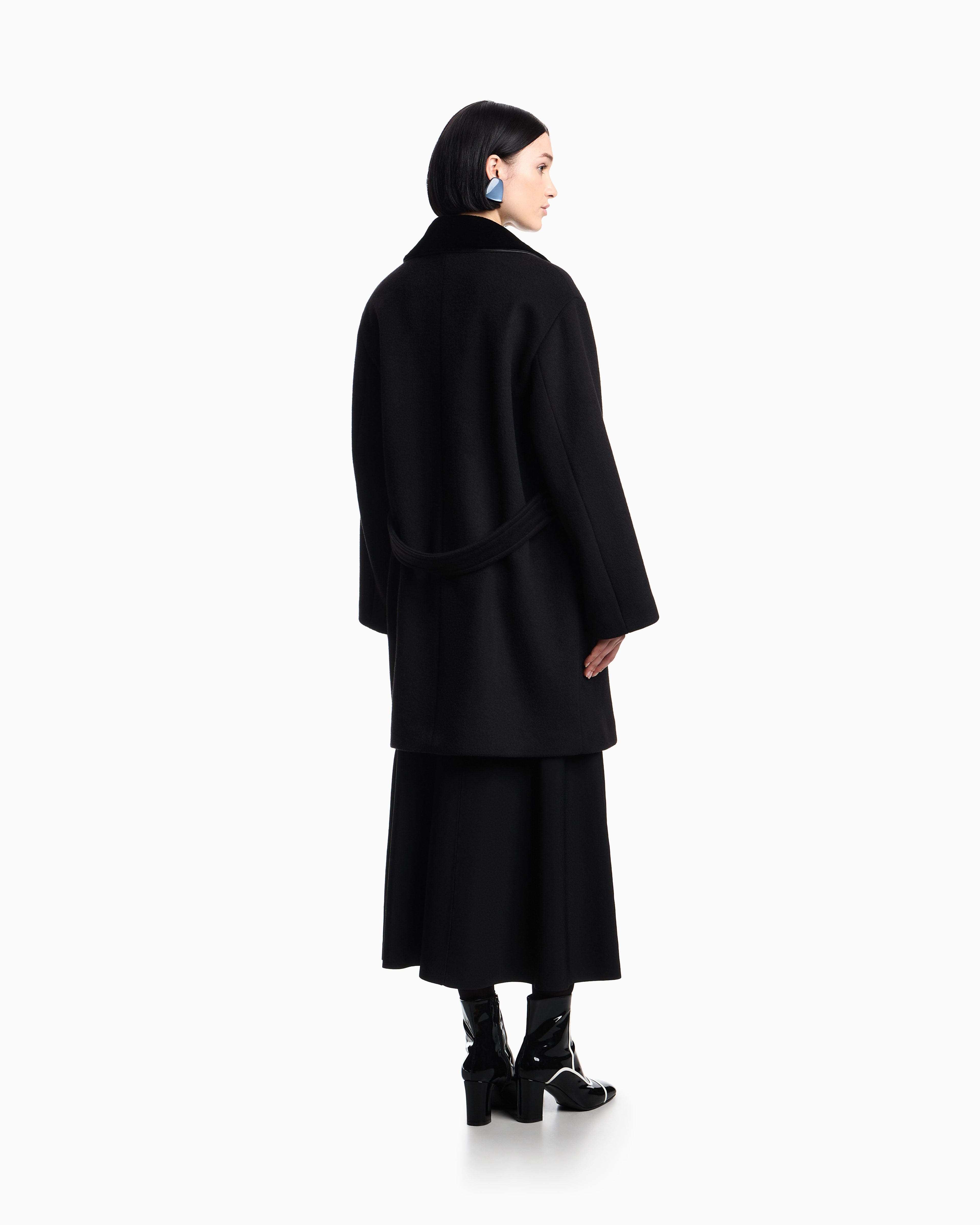 Emporio Armani Double-breasted coat in a compact wool-blend cloth
