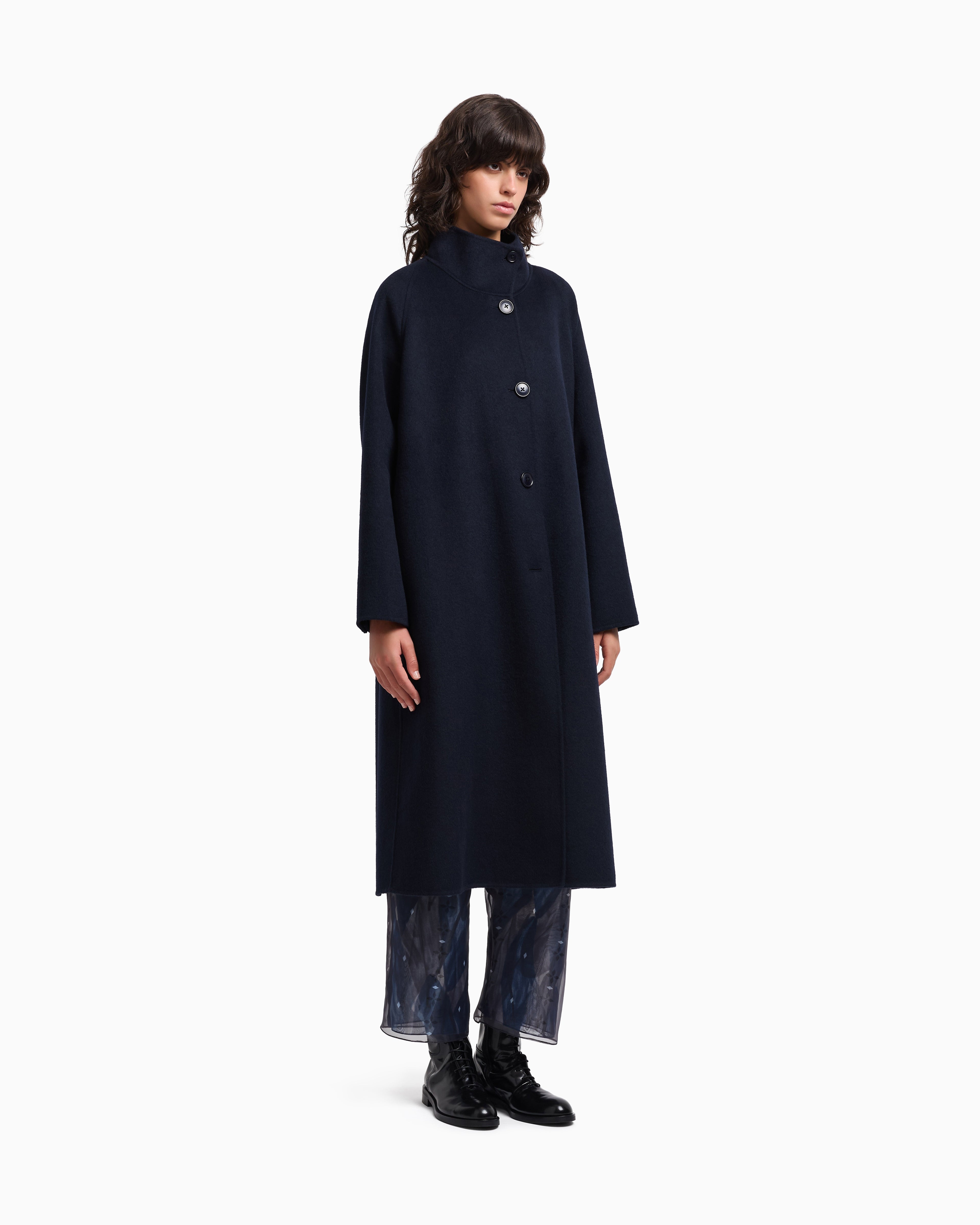 Emporio Armani Mock-neck wool-blend coat with matching belt