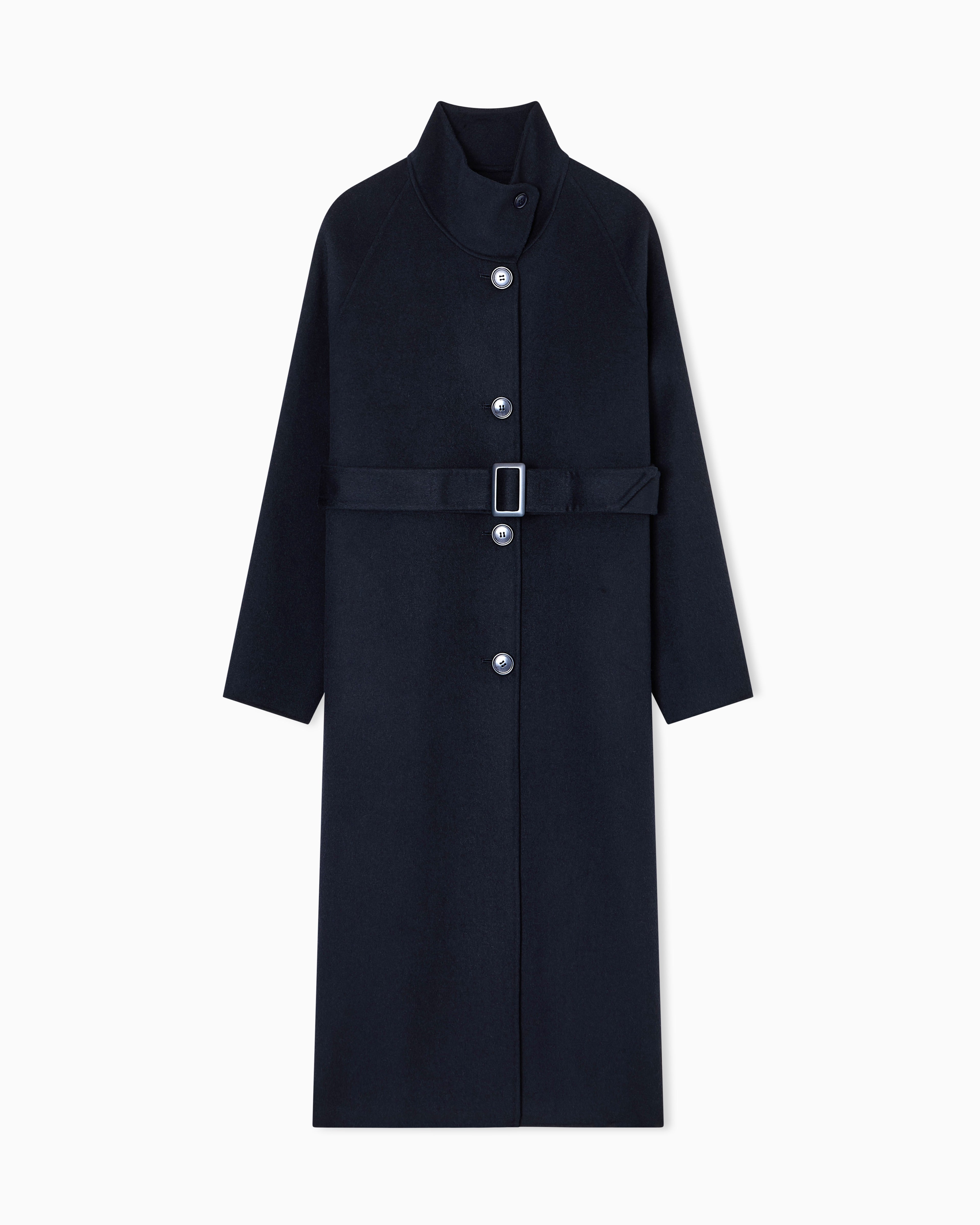 Emporio Armani Mock-neck wool-blend coat with matching belt