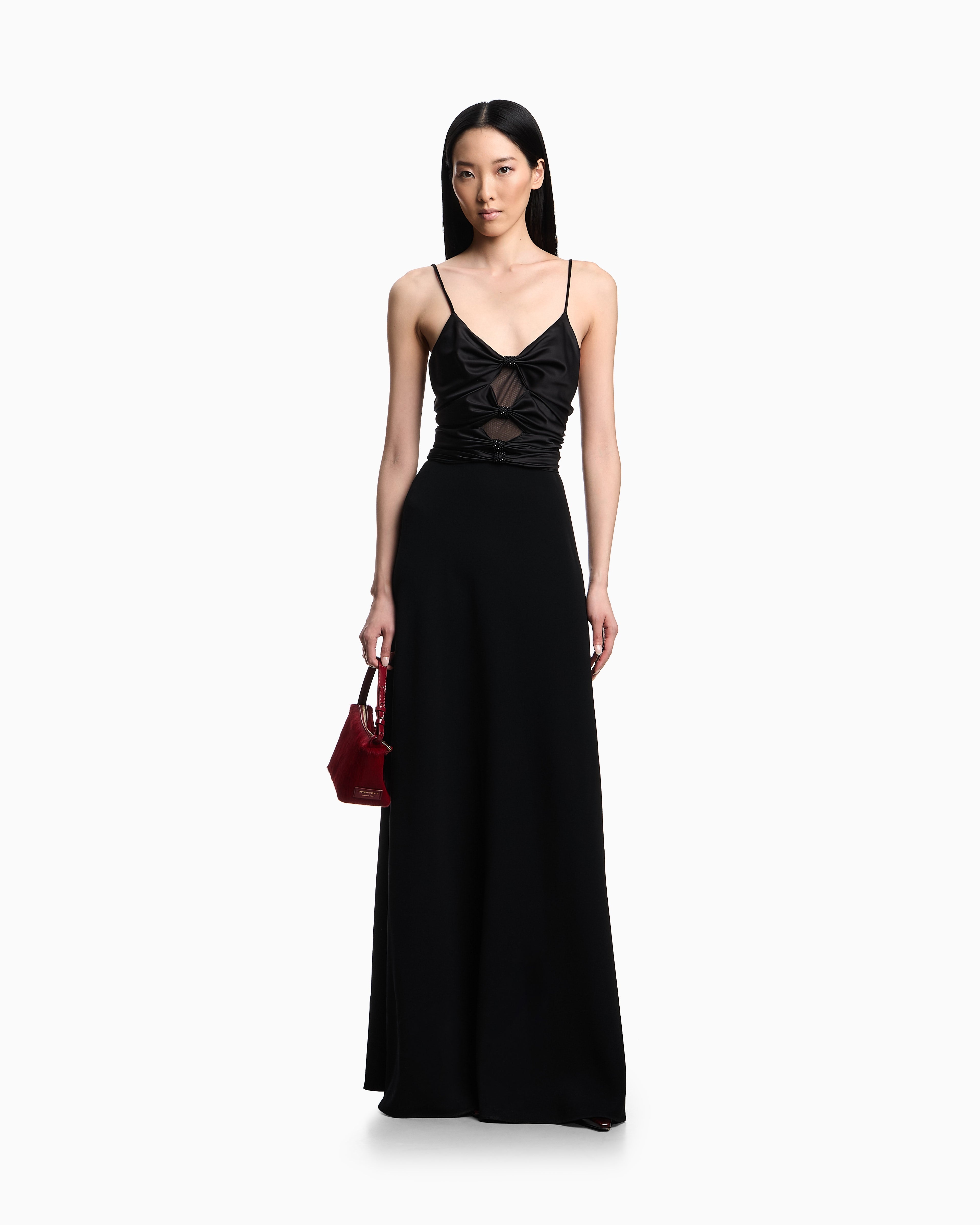 Emporio Armani Technical cady cut-out dress with jewel detail