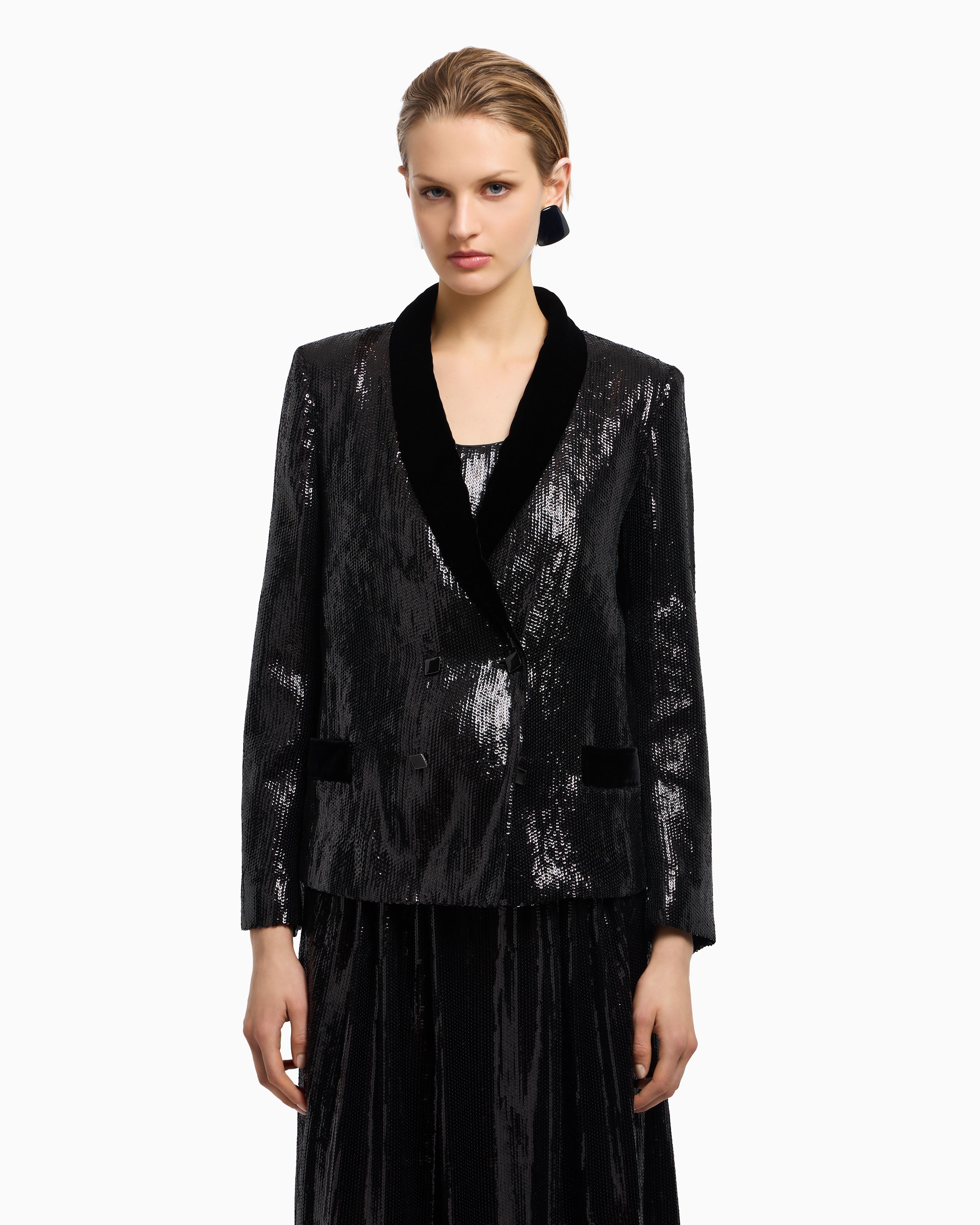 Emporio Armani Double-breasted blazer with all-over sequins