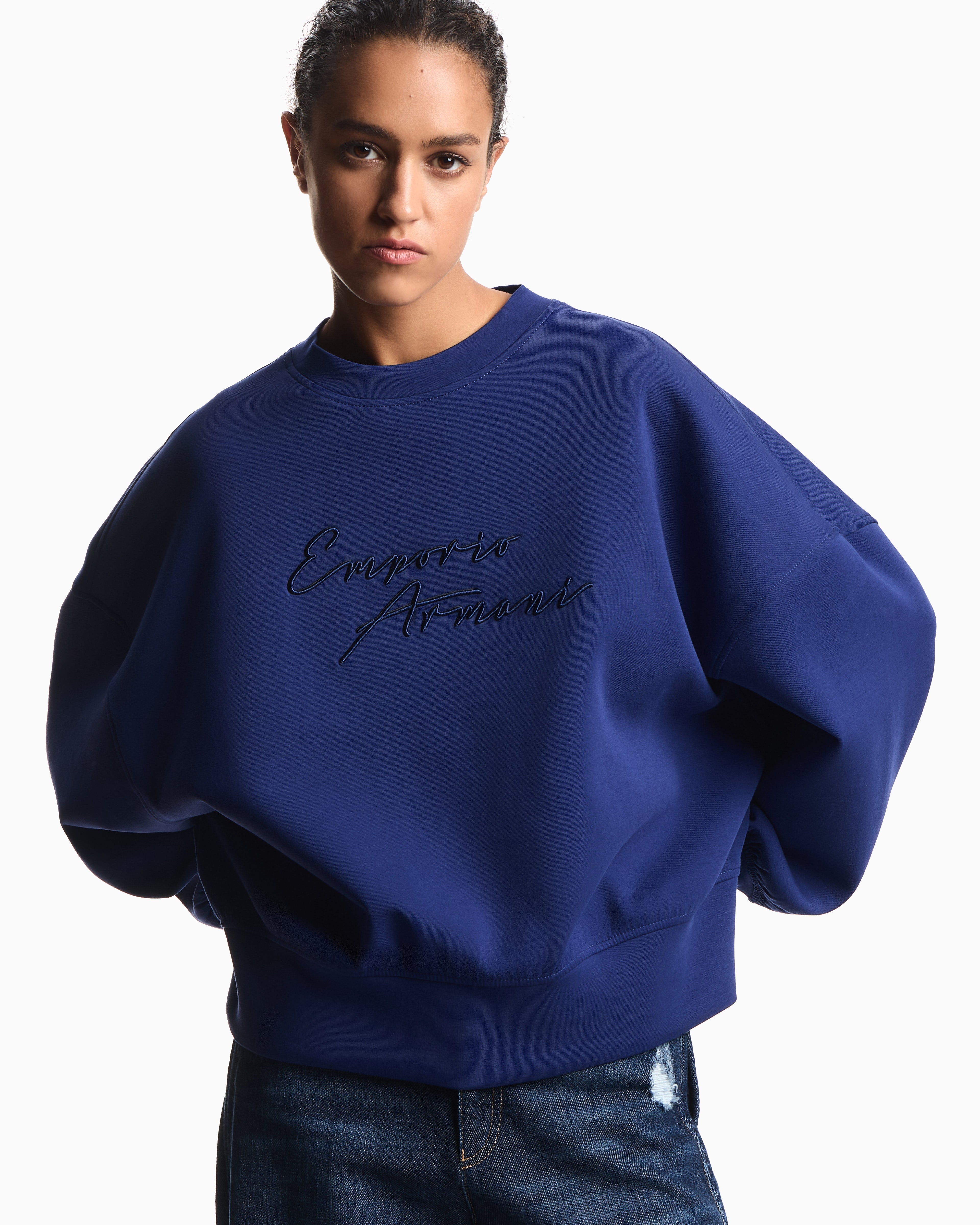 Emporio Armani ASV double-jersey crew-neck sweatshirt with logo embroidery