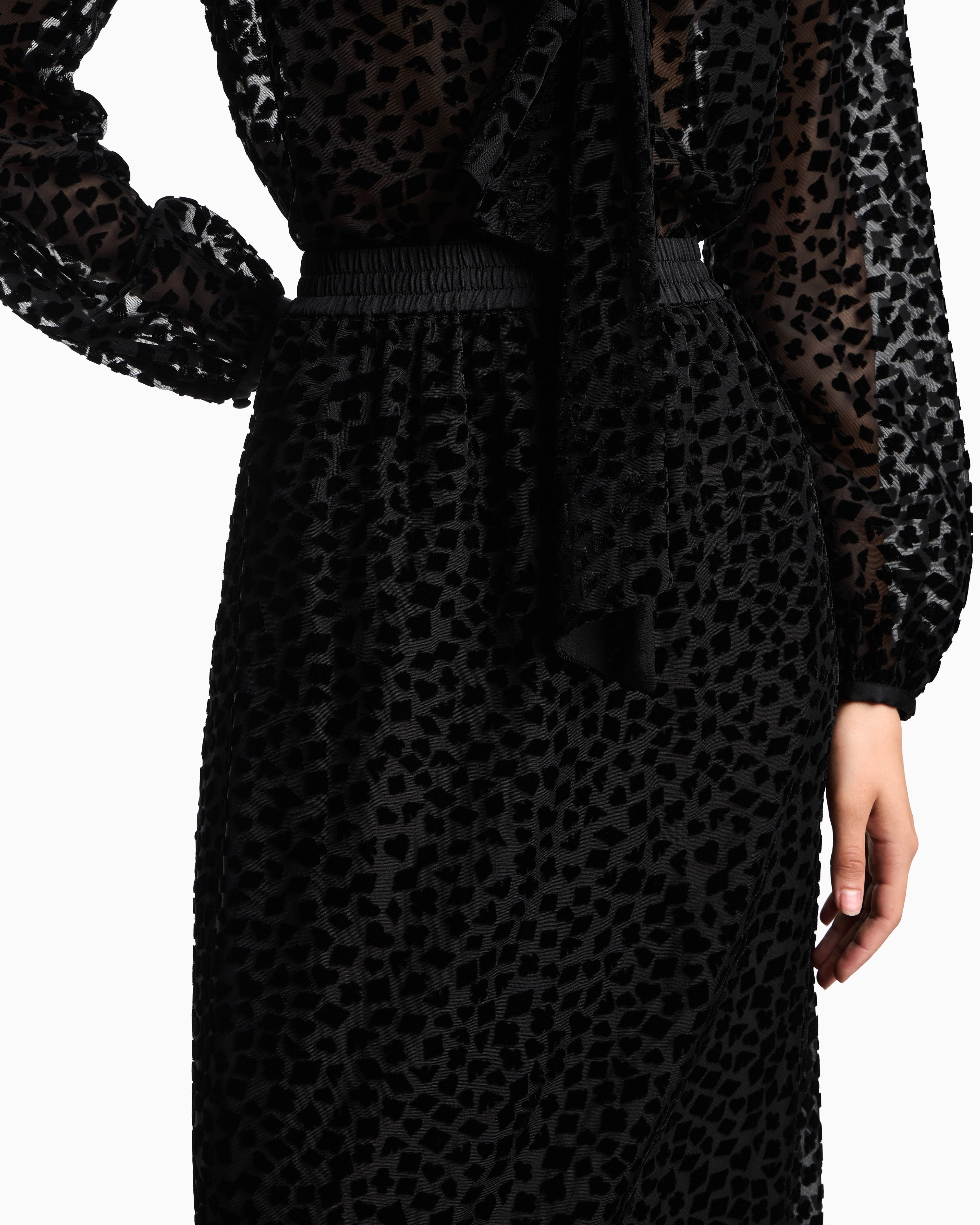 Emporio Armani ASV Jeu de Cartes long skirt in devoré tulle