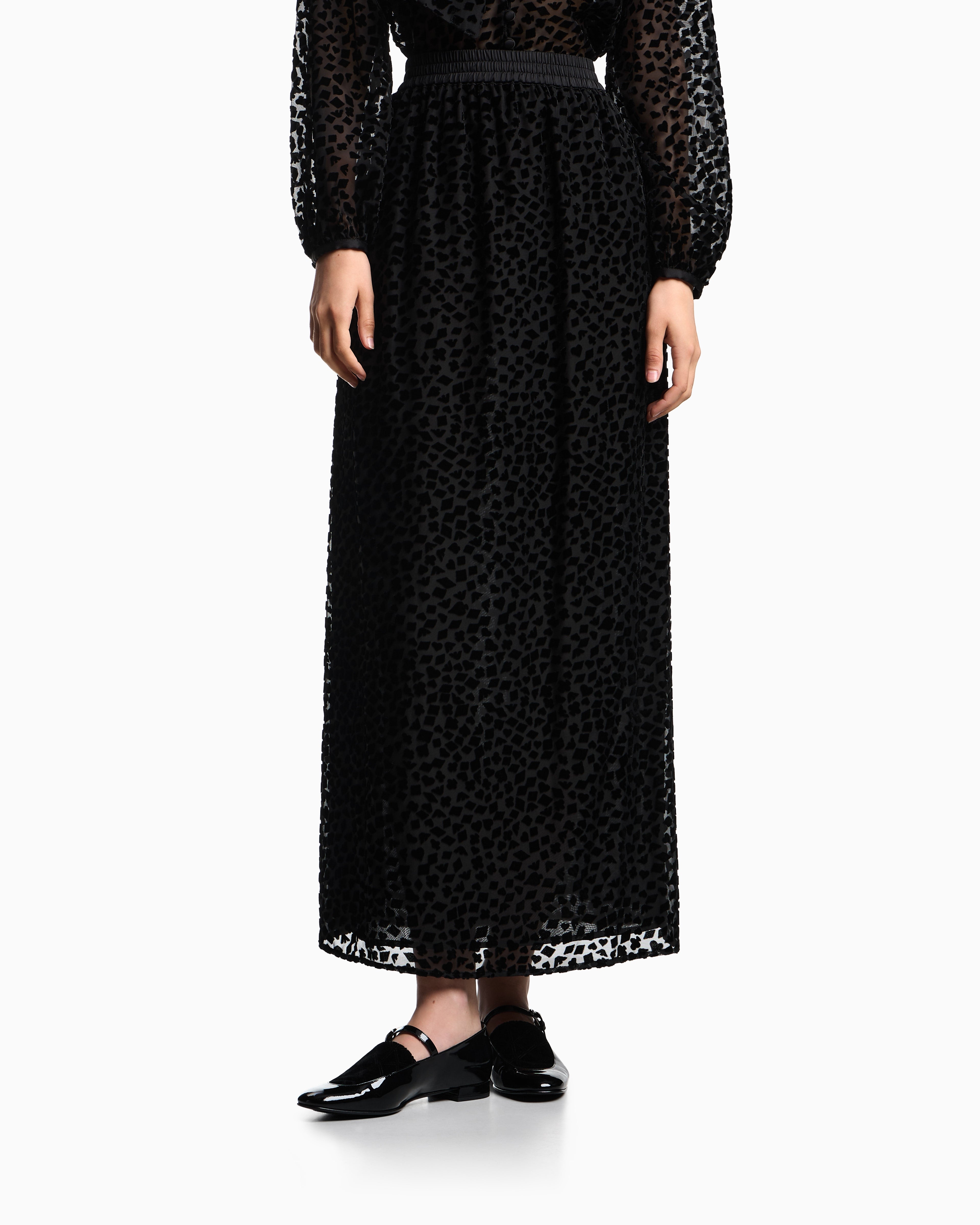 Emporio Armani ASV Jeu de Cartes long skirt in devoré tulle