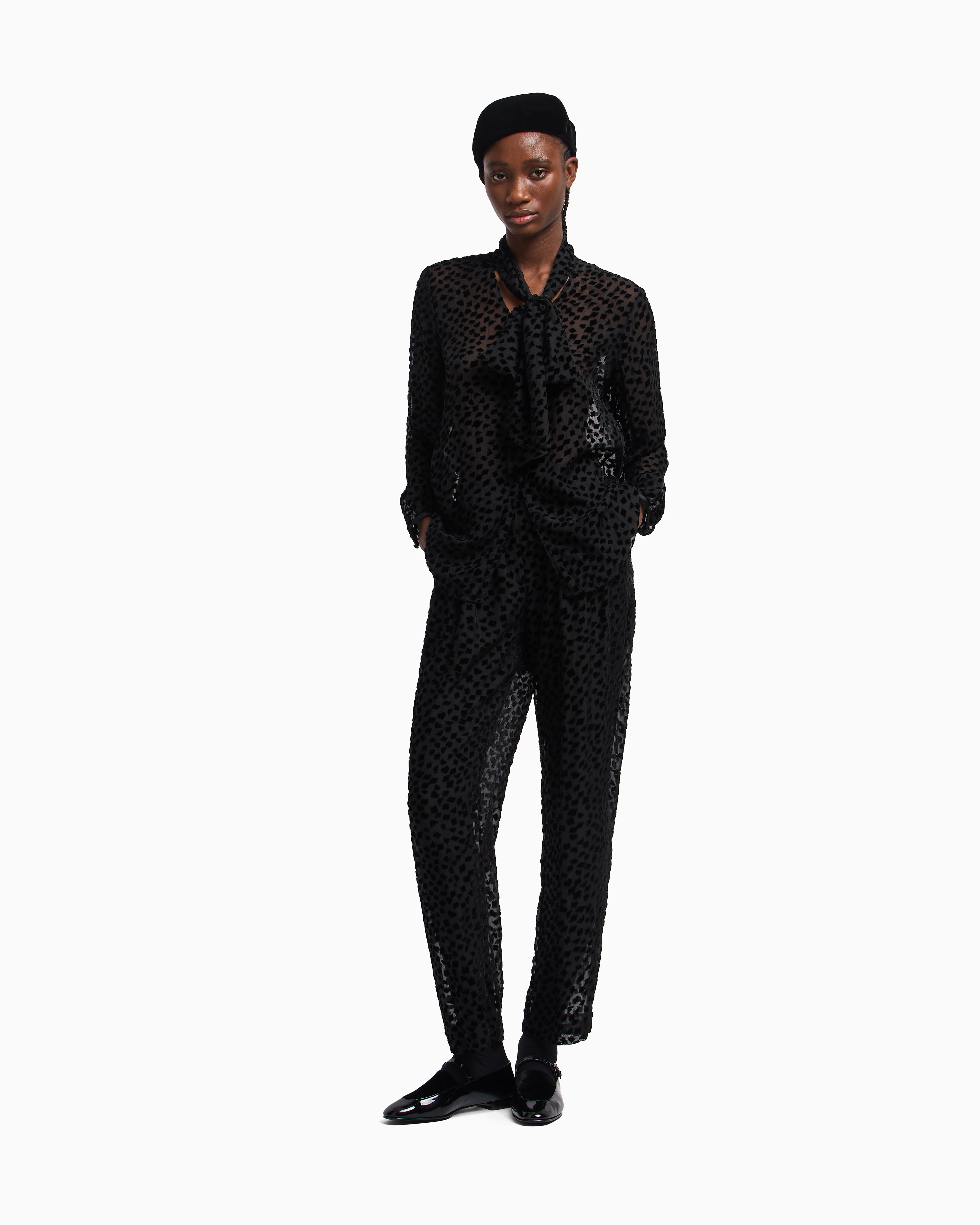 Emporio Armani ASV Jeu de Cartes devoré tulle trousers with pleats
