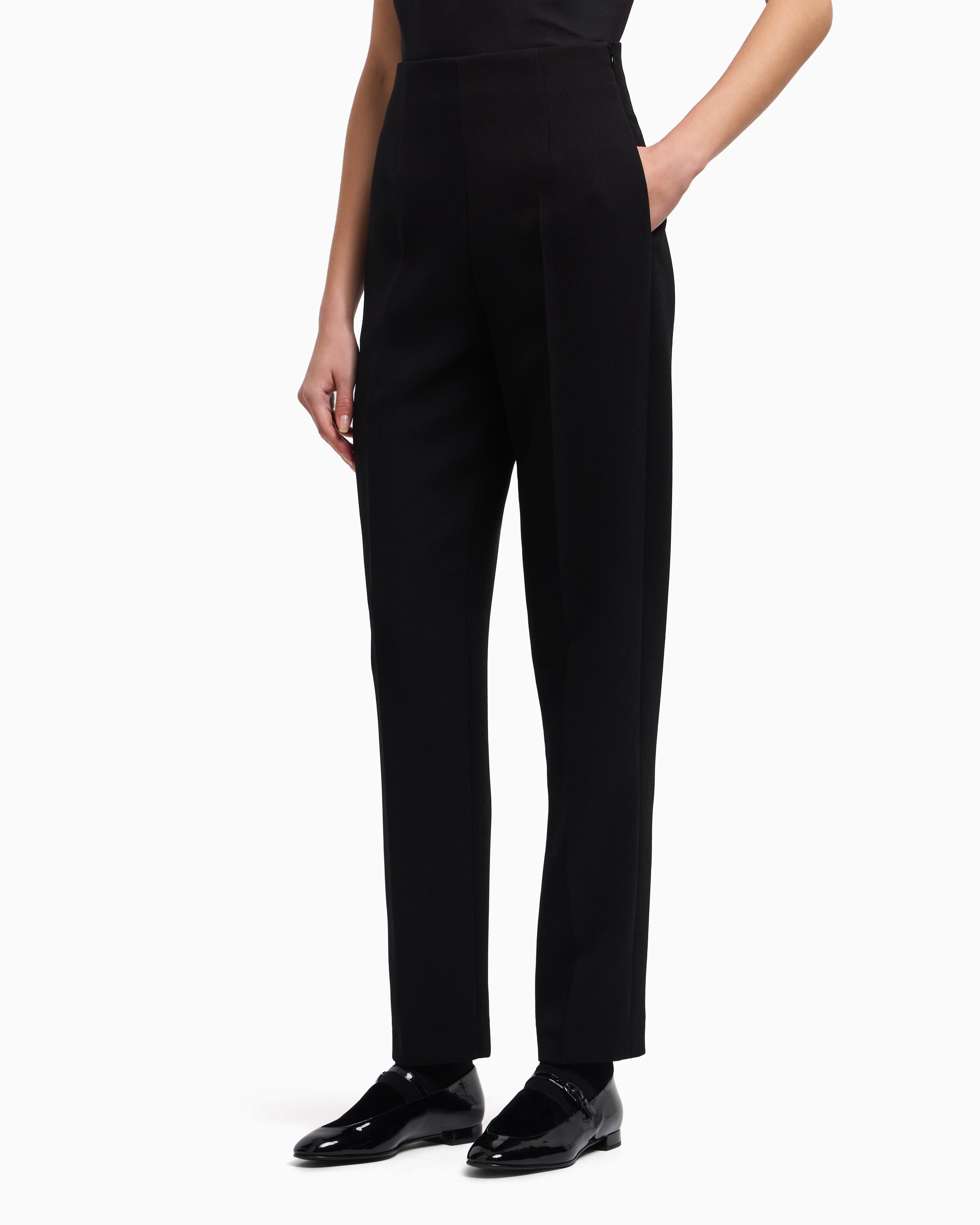 Emporio Armani Bark-effect fluid crêpe trousers