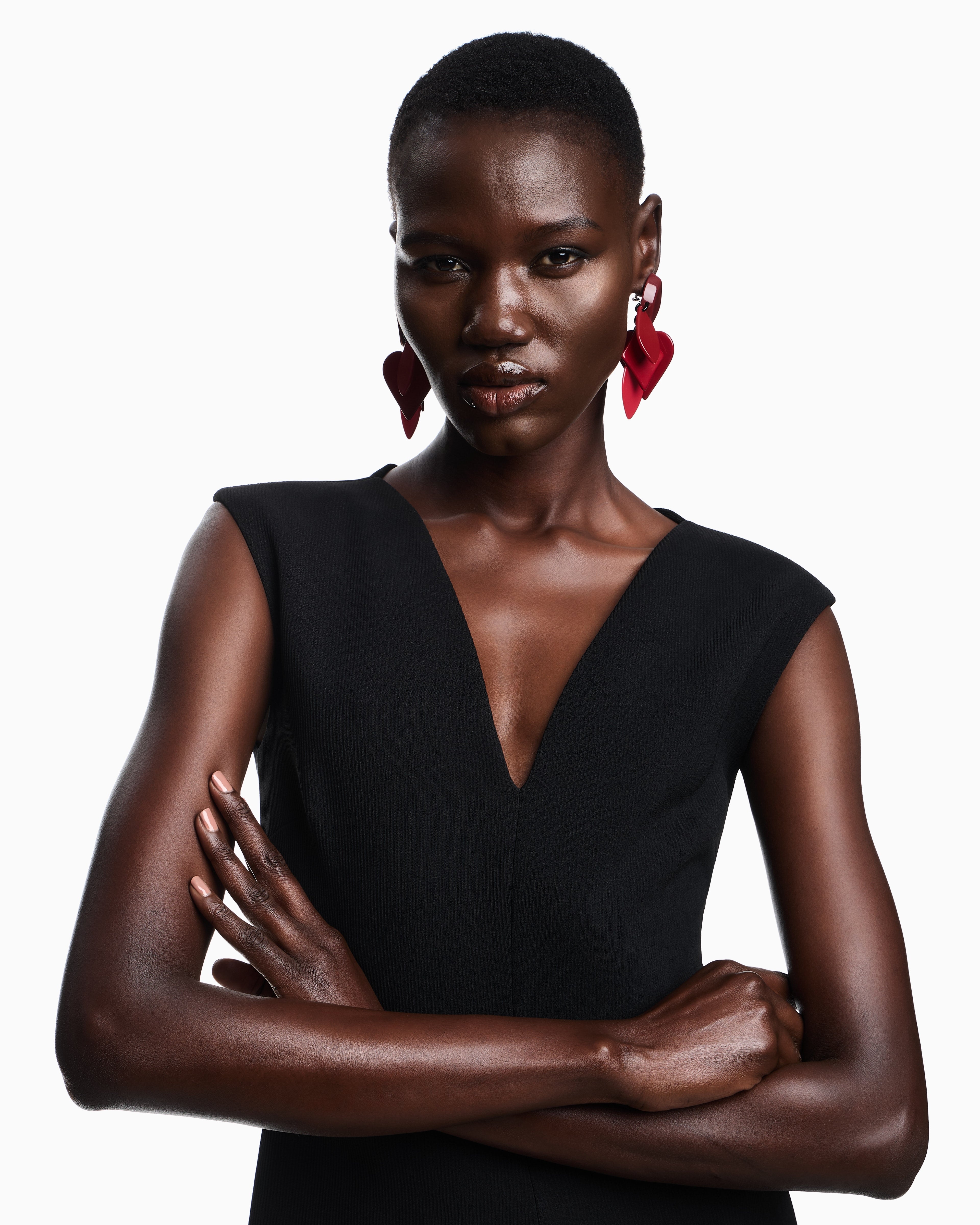 Emporio Armani Flared dress in bark-effect fluid crêpe