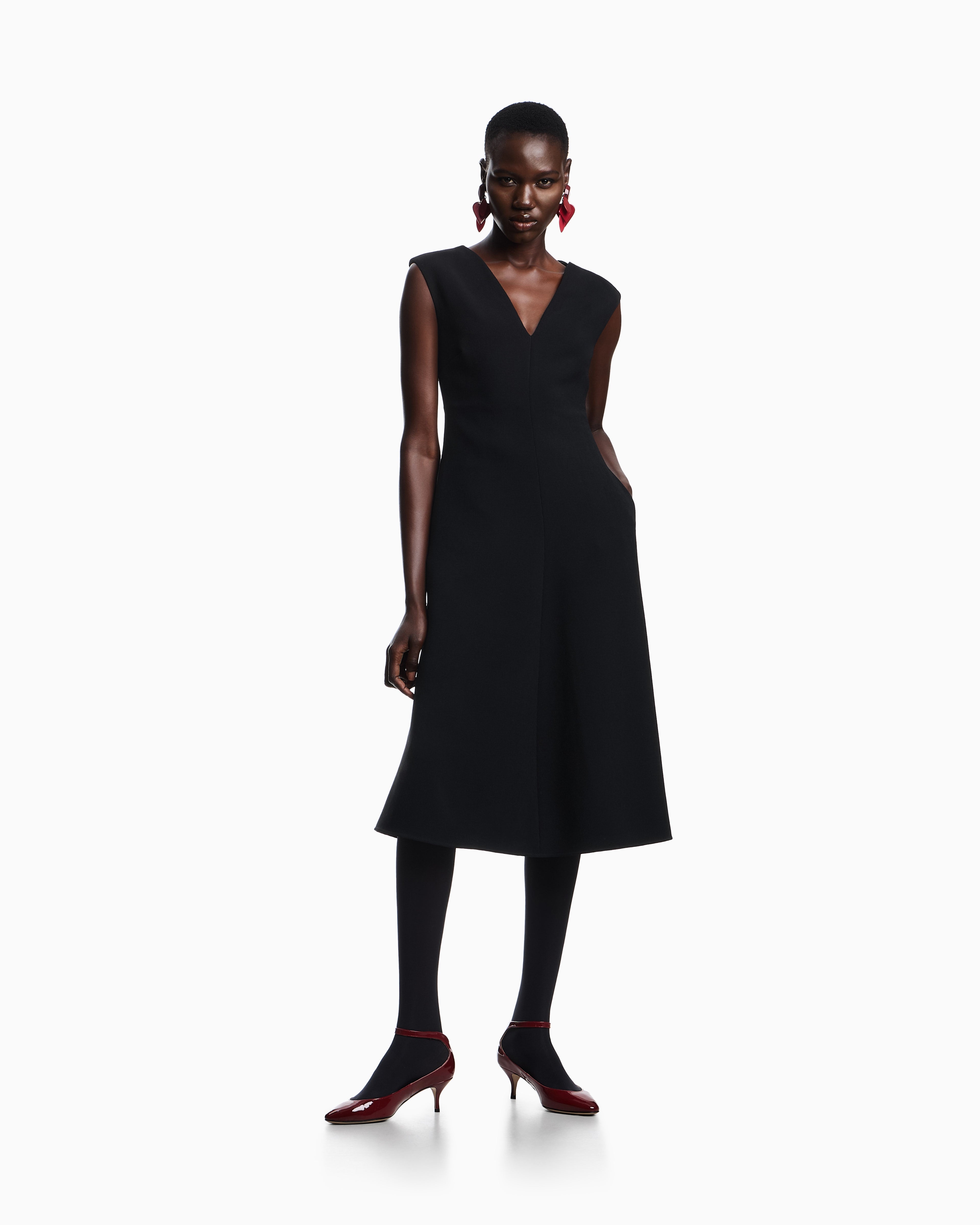 Emporio Armani Flared dress in bark-effect fluid crêpe