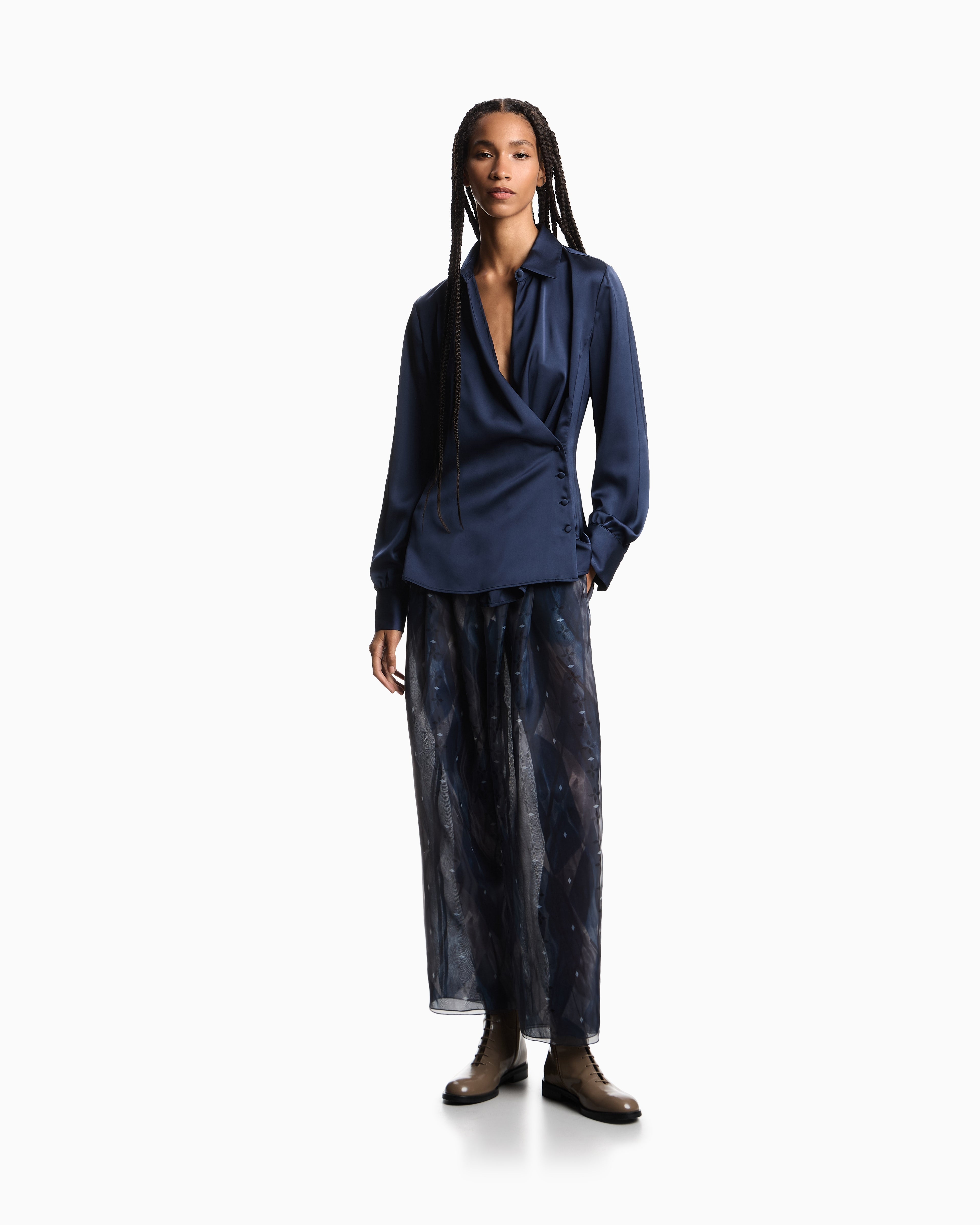 Emporio Armani Satin crêpe wrap shirt