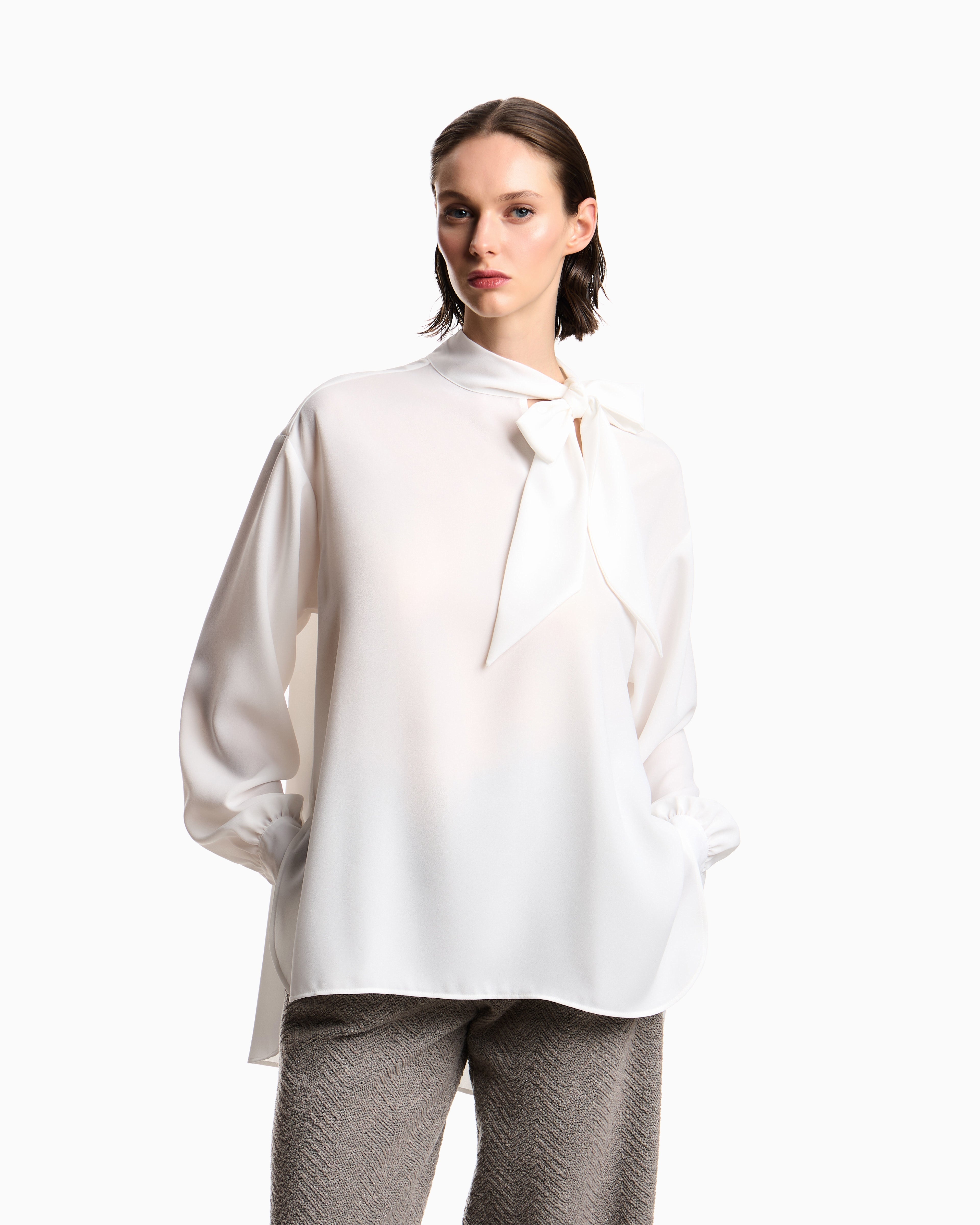Emporio Armani Fluid crêpe blouse with foulard collar