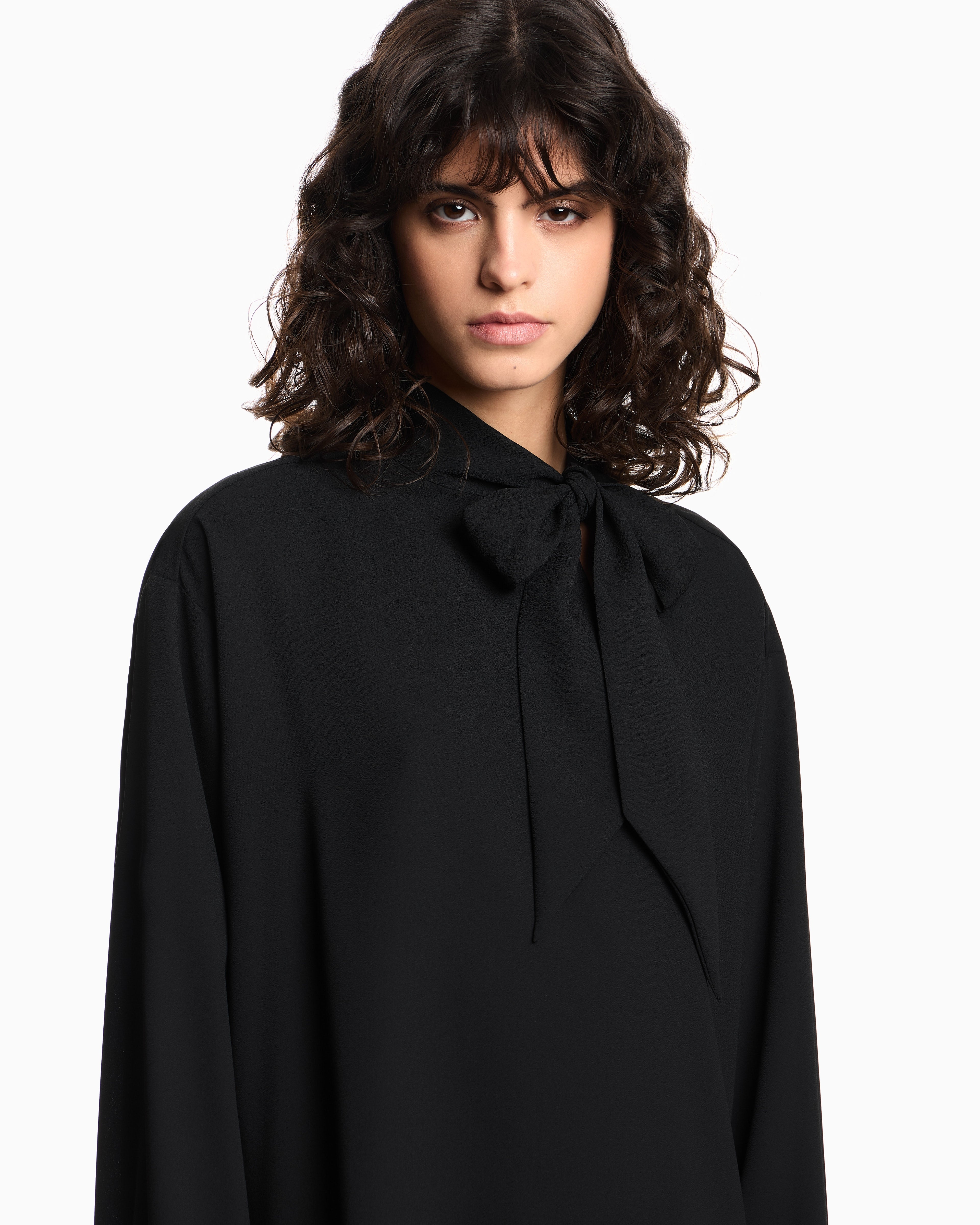 Emporio Armani Fluid crêpe blouse with foulard collar