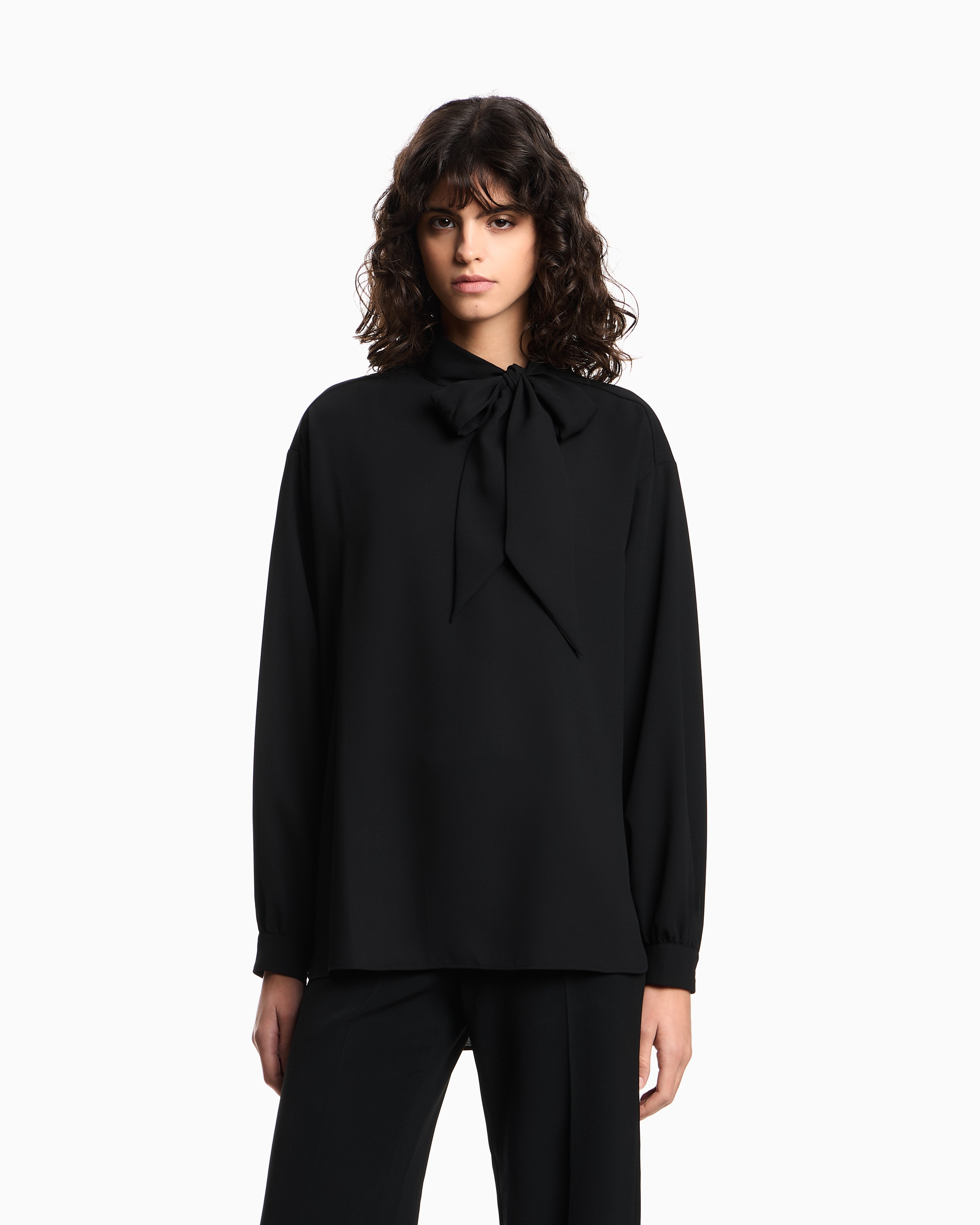 Emporio Armani Fluid crêpe blouse with foulard collar