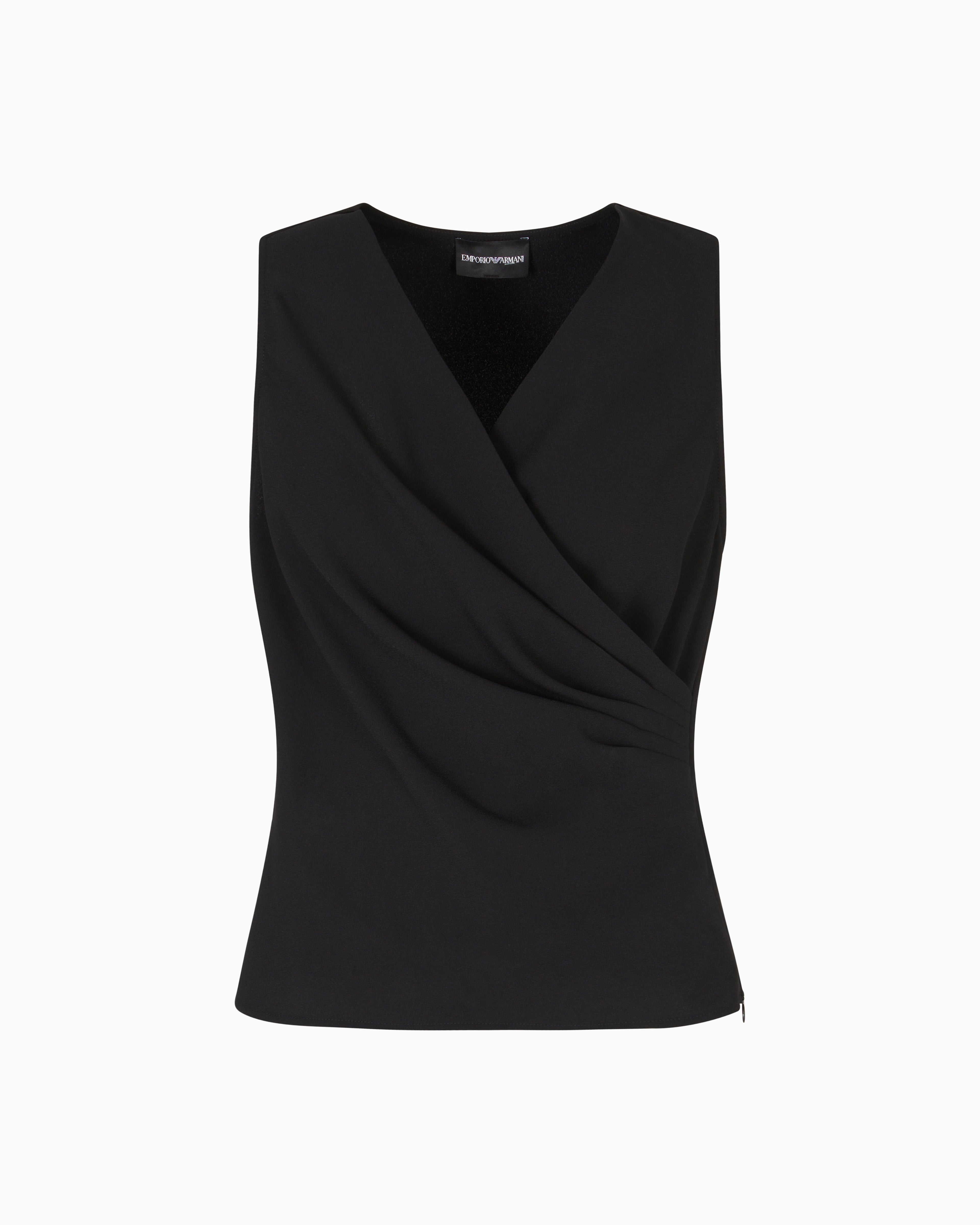 Emporio Armani Fluid crêpe top with draping