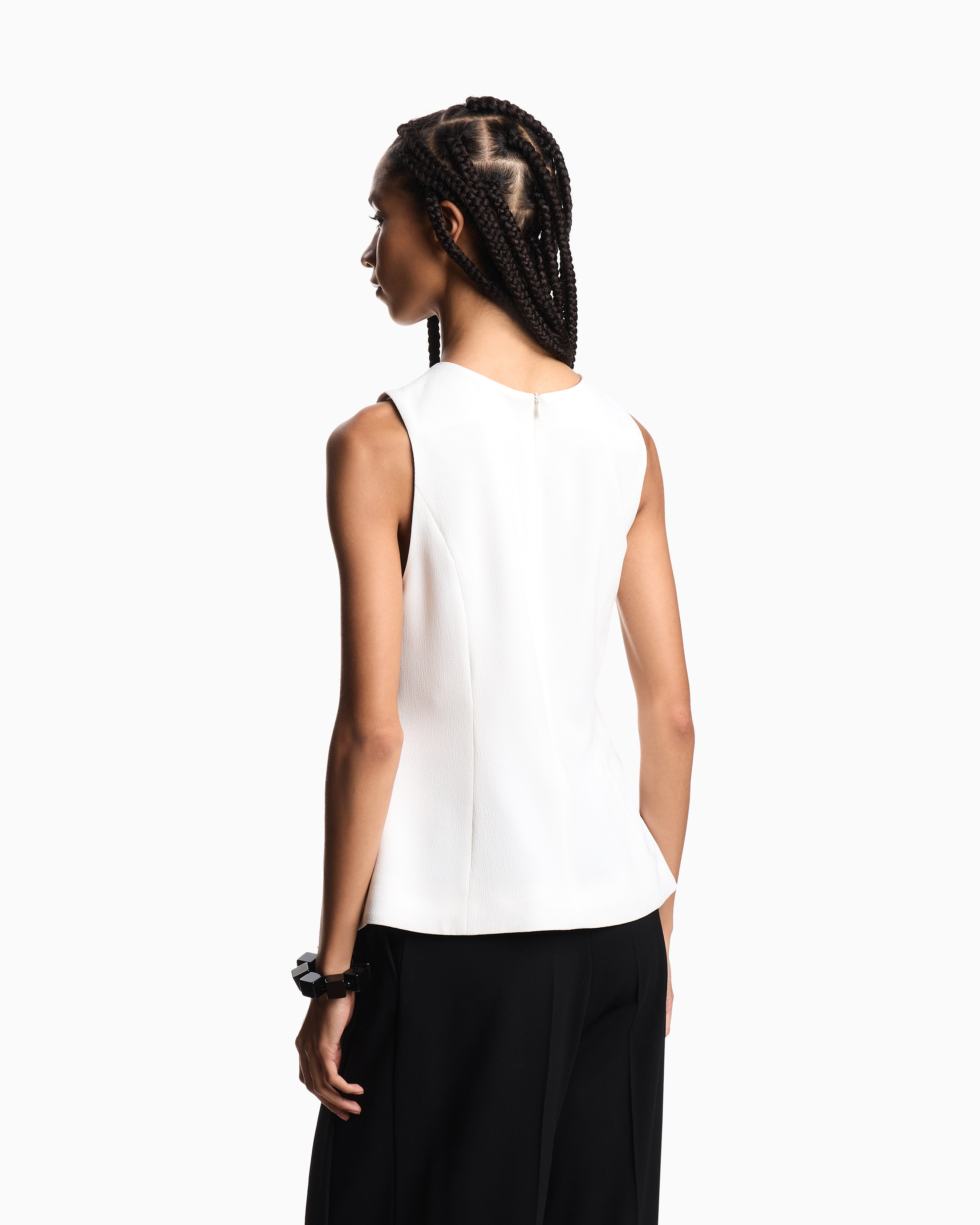 Emporio Armani Stretch sandblasted fabric crossover top