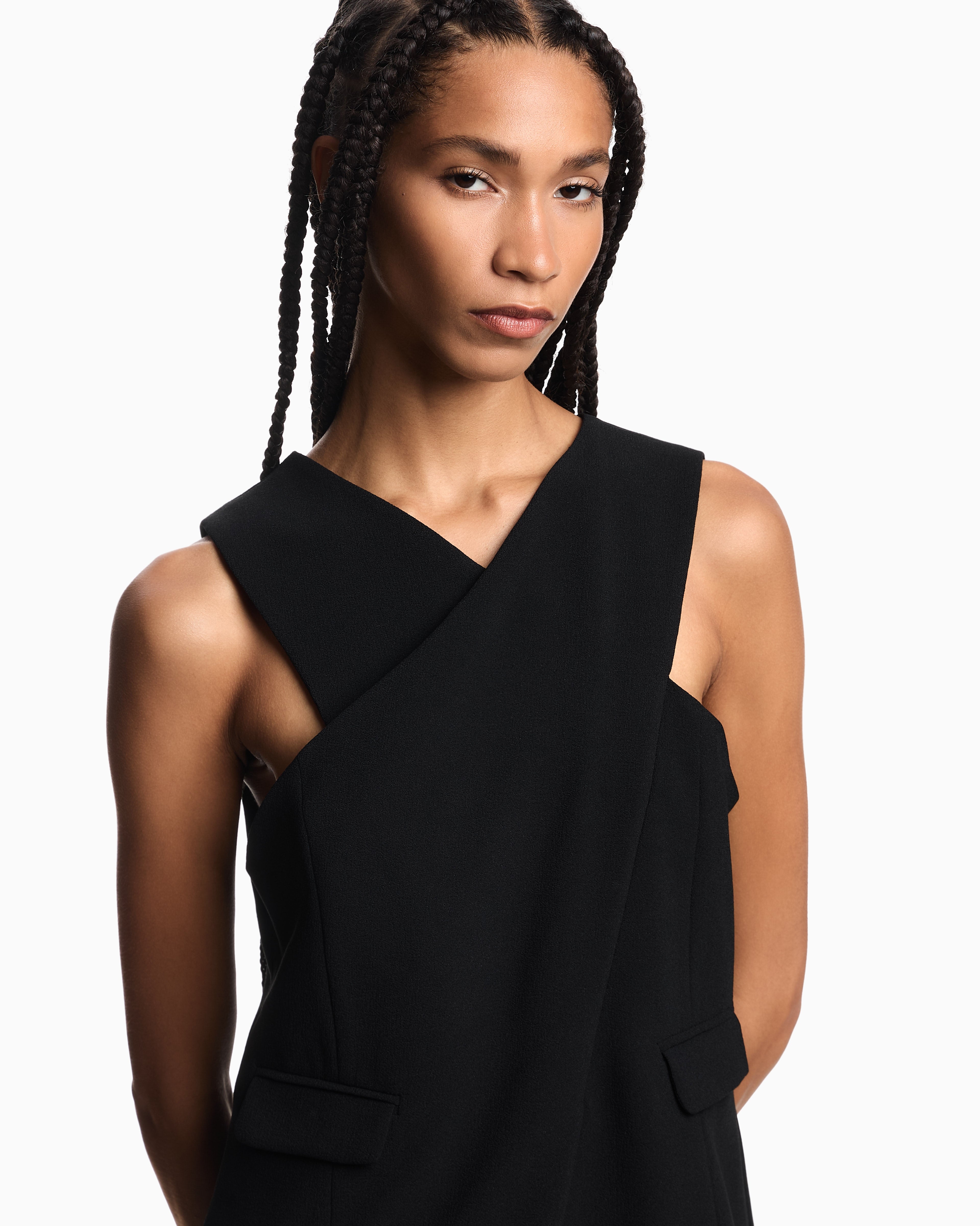 Emporio Armani Stretch sandblasted fabric crossover top