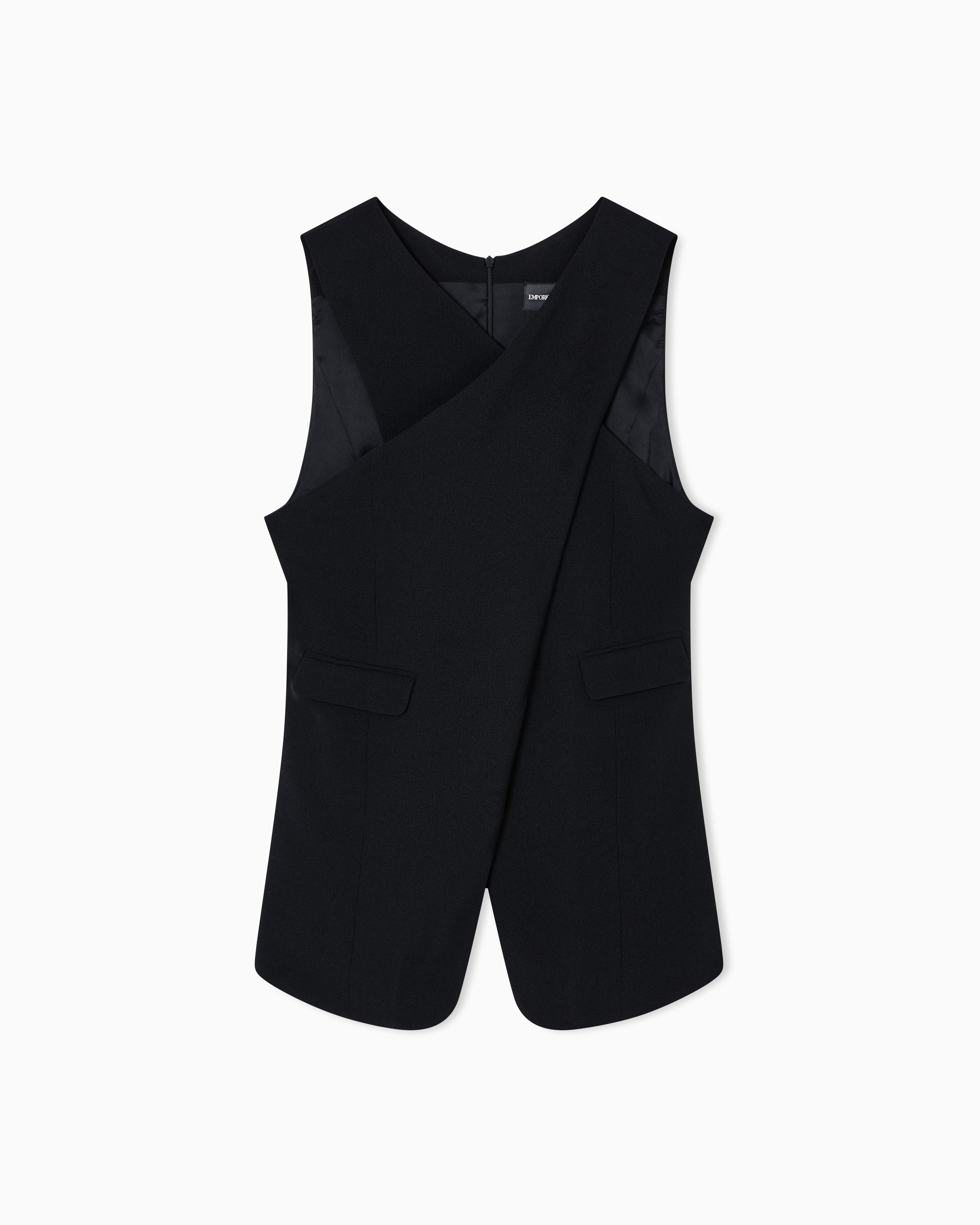 Emporio Armani Stretch sandblasted fabric crossover top