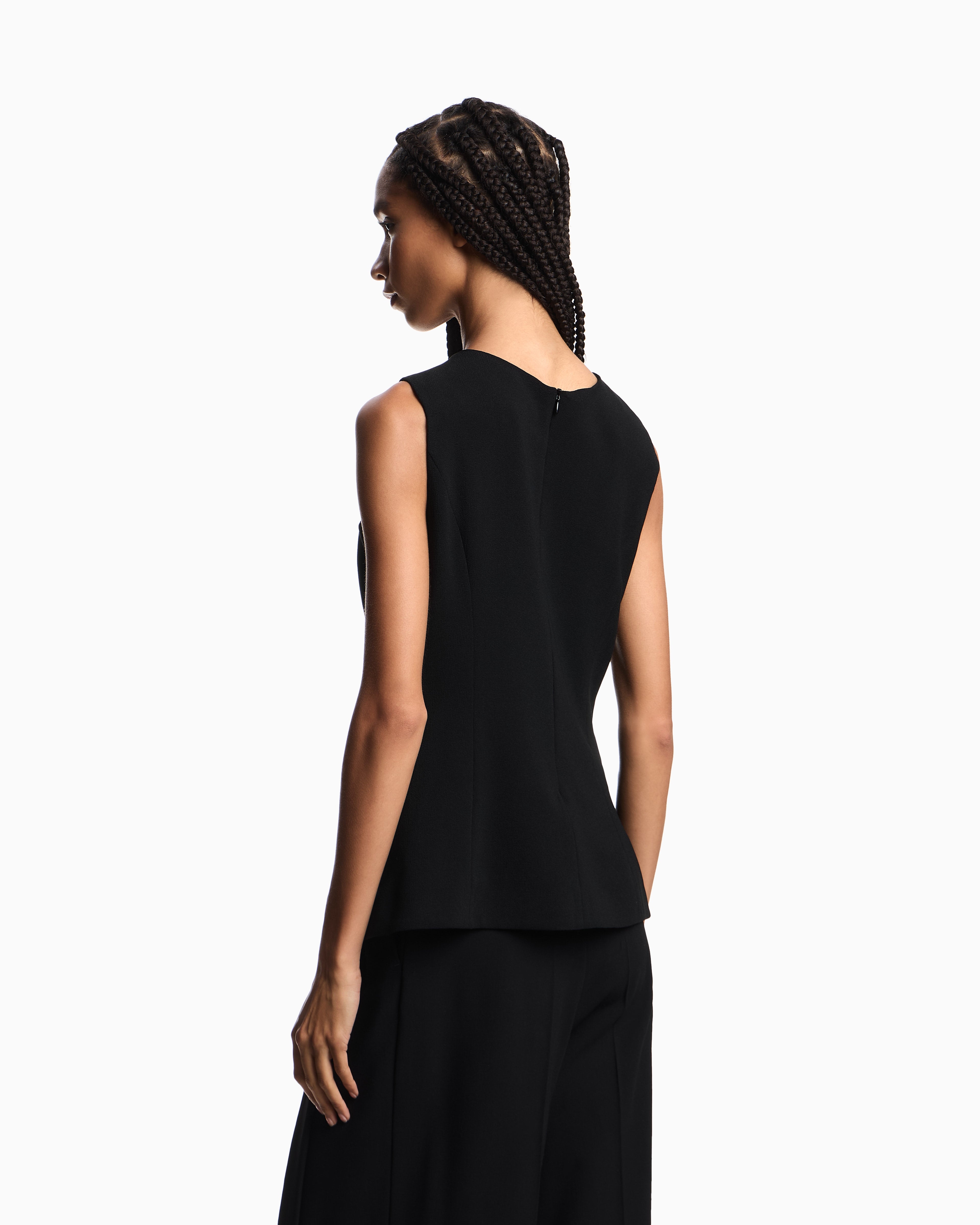 Emporio Armani Stretch sandblasted fabric crossover top