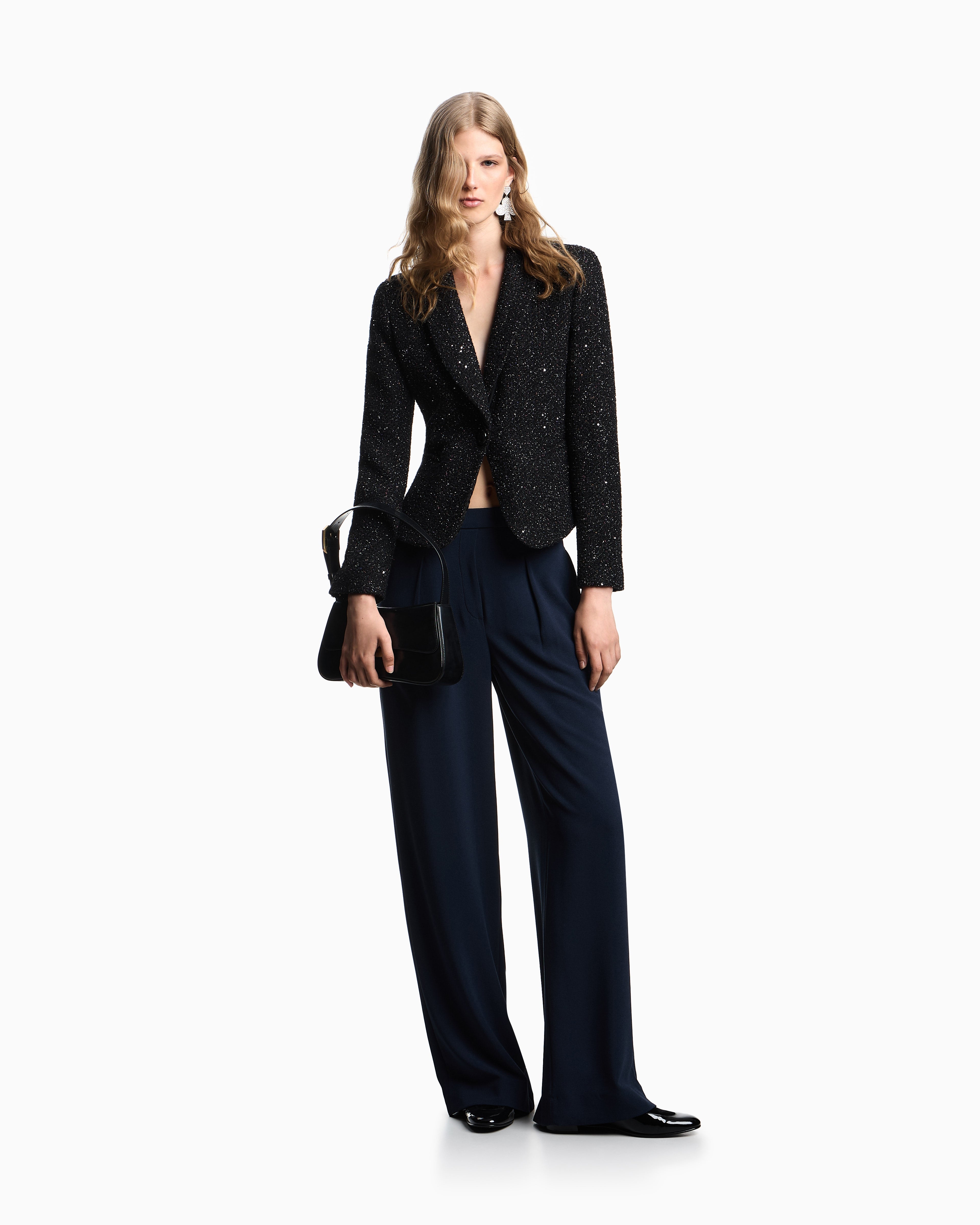 Emporio Armani Stretch sandblasted fabric trousers with pleats