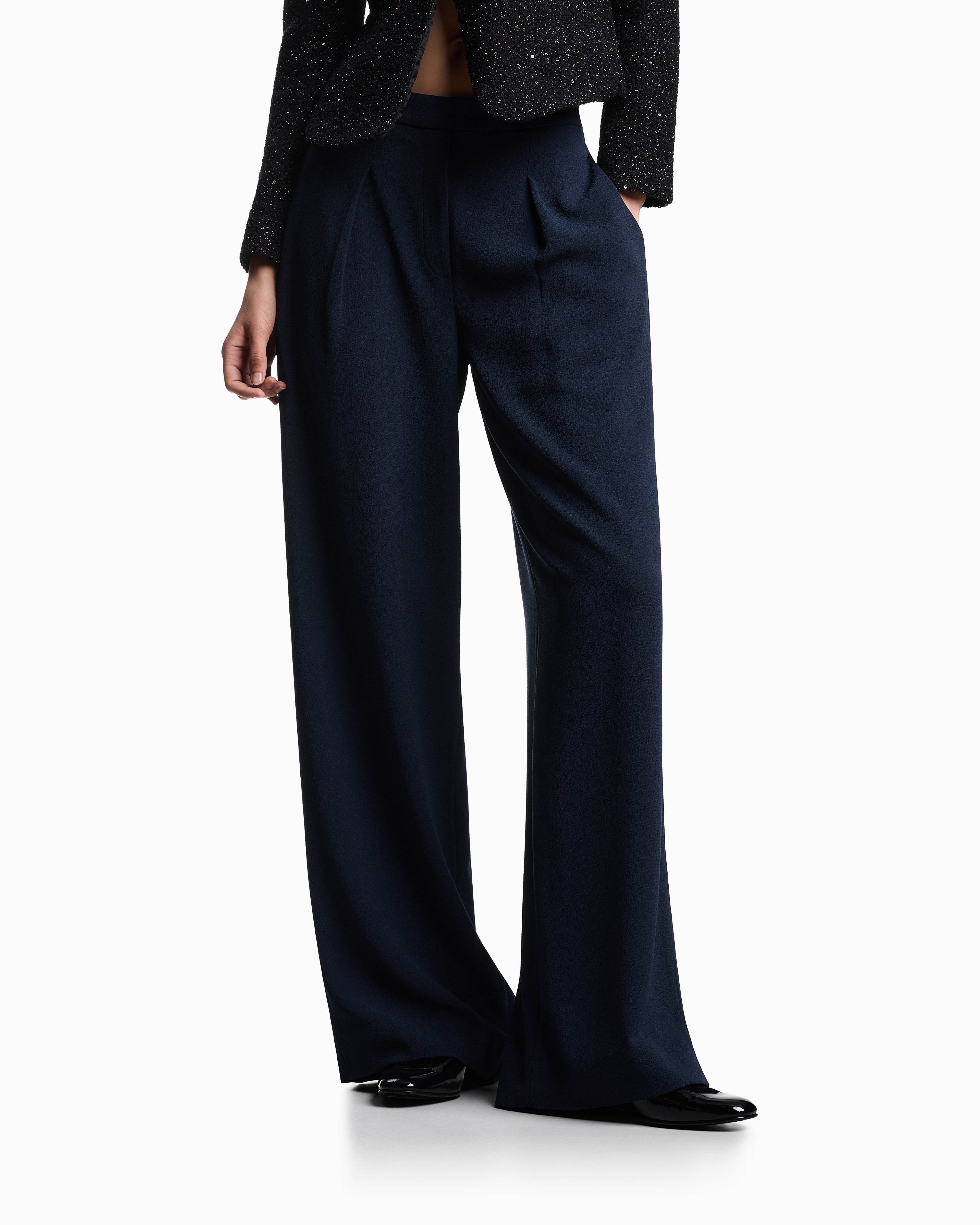 Emporio Armani Stretch sandblasted fabric trousers with pleats