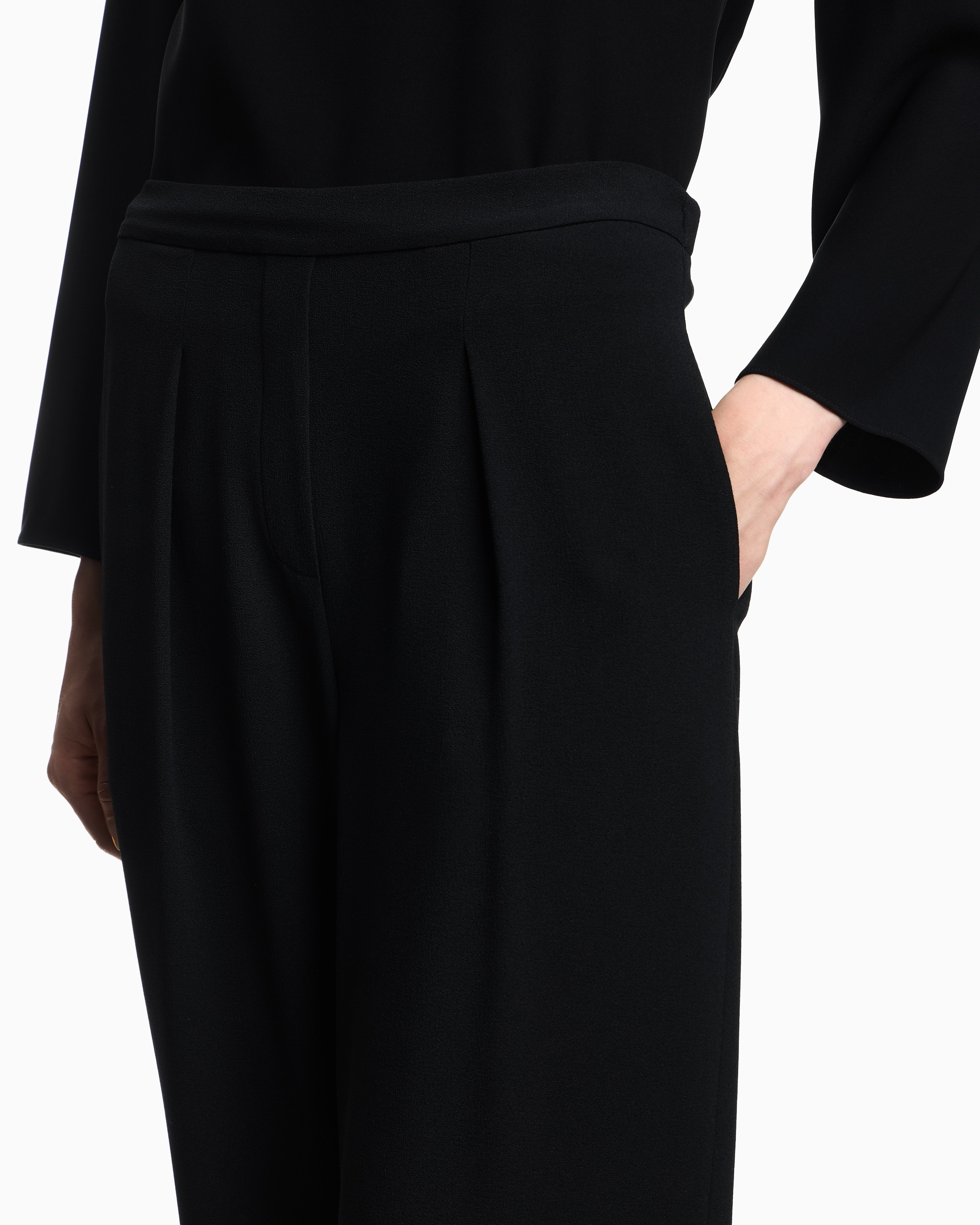Emporio Armani Stretch sandblasted fabric trousers with pleats