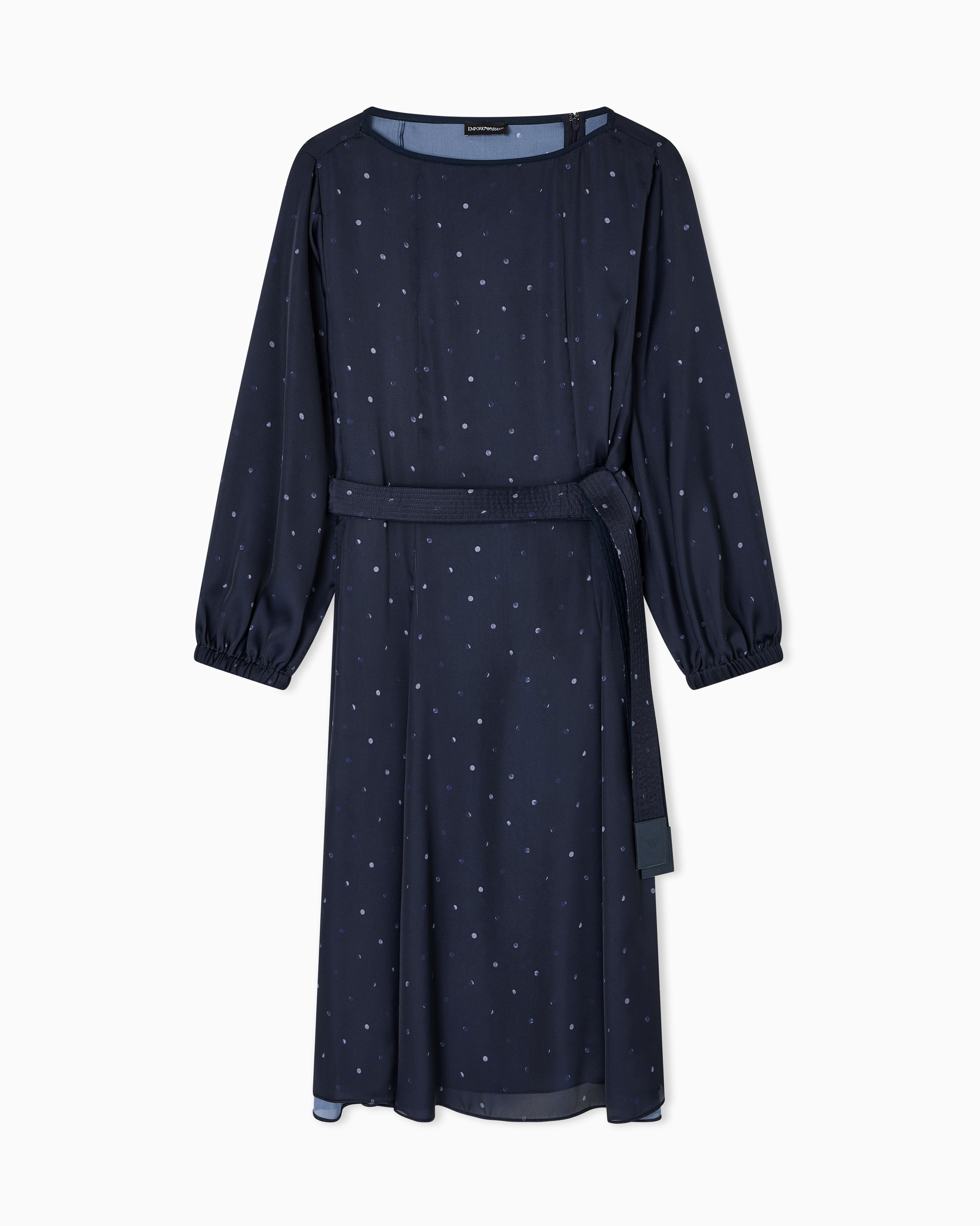 Emporio Armani Polka-dot print satin dress with belt