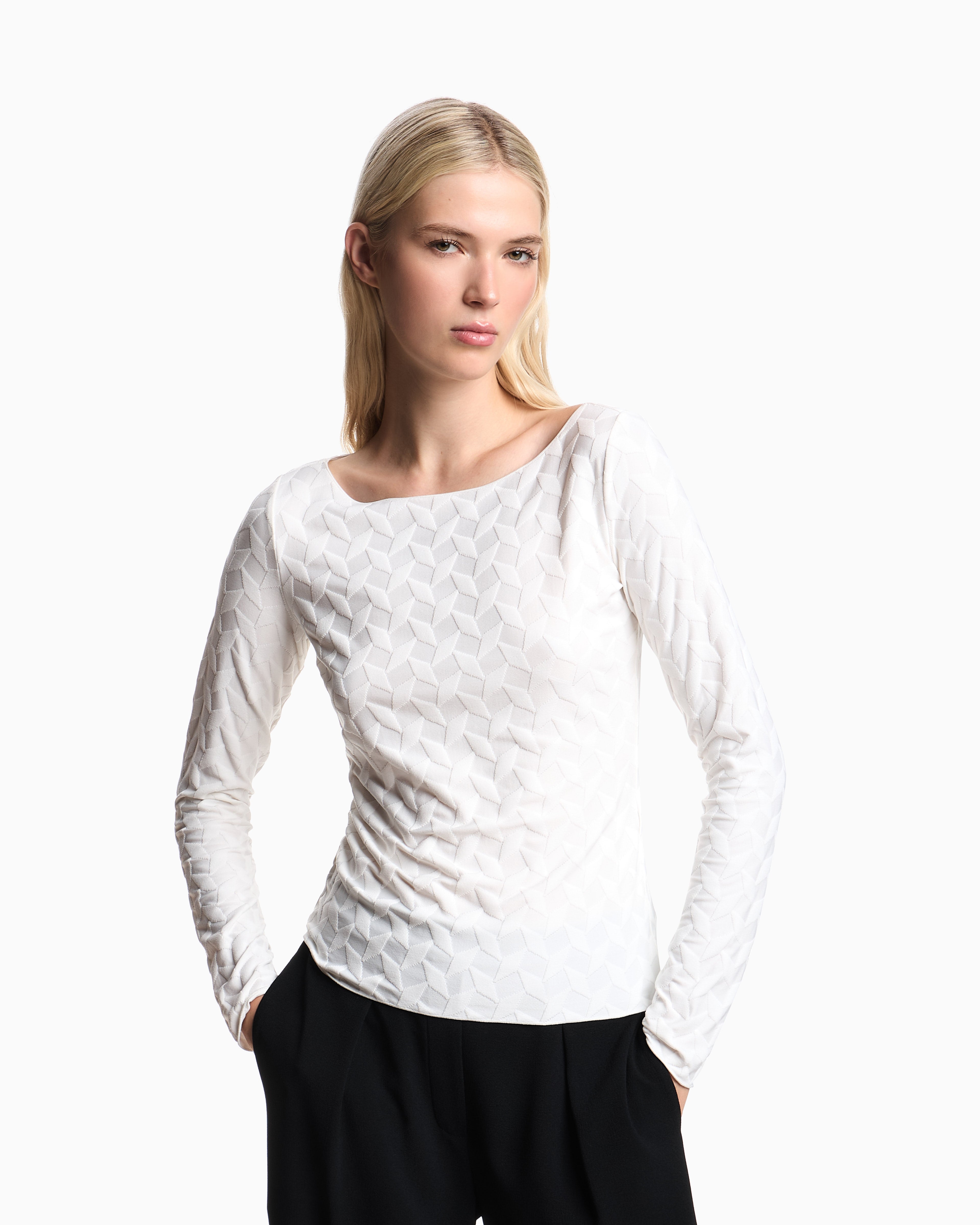 Emporio Armani Jacquard jersey jumper with a geometric pattern