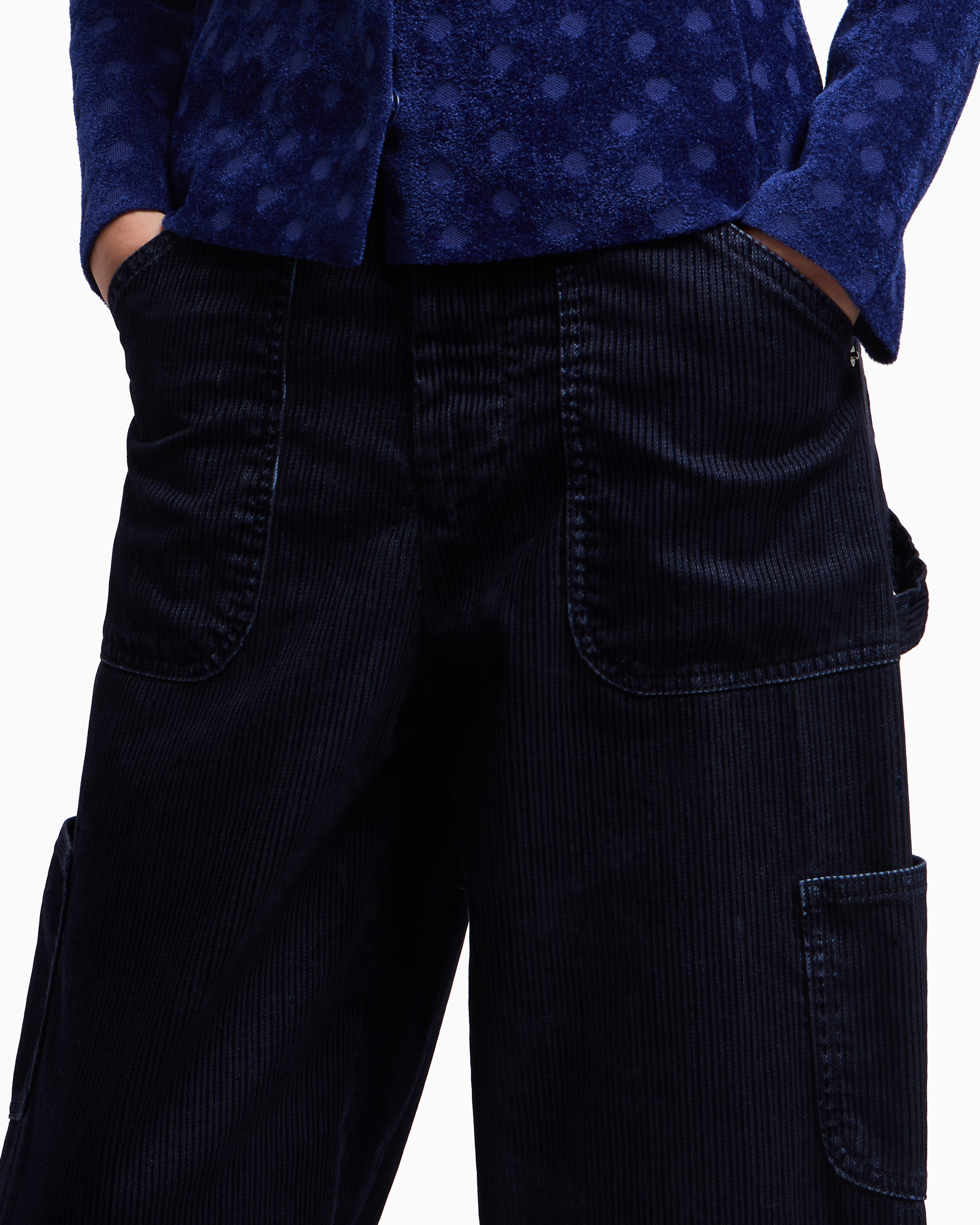 Emporio Armani J2G flocked-rib garment-dyed drill cargo jeans