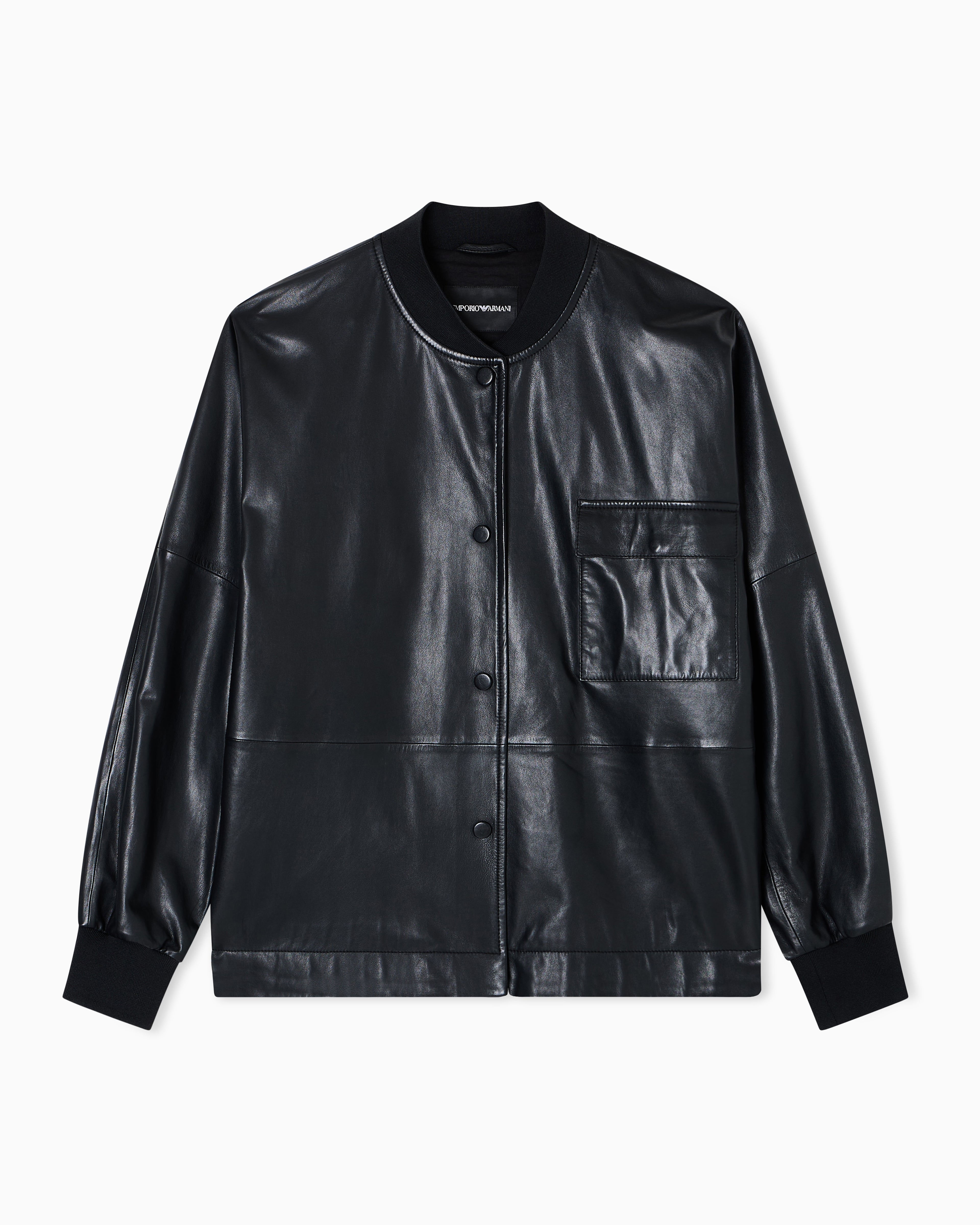 Emporio Armani ASV oversized shirt jacket in dappled nappa lambskin