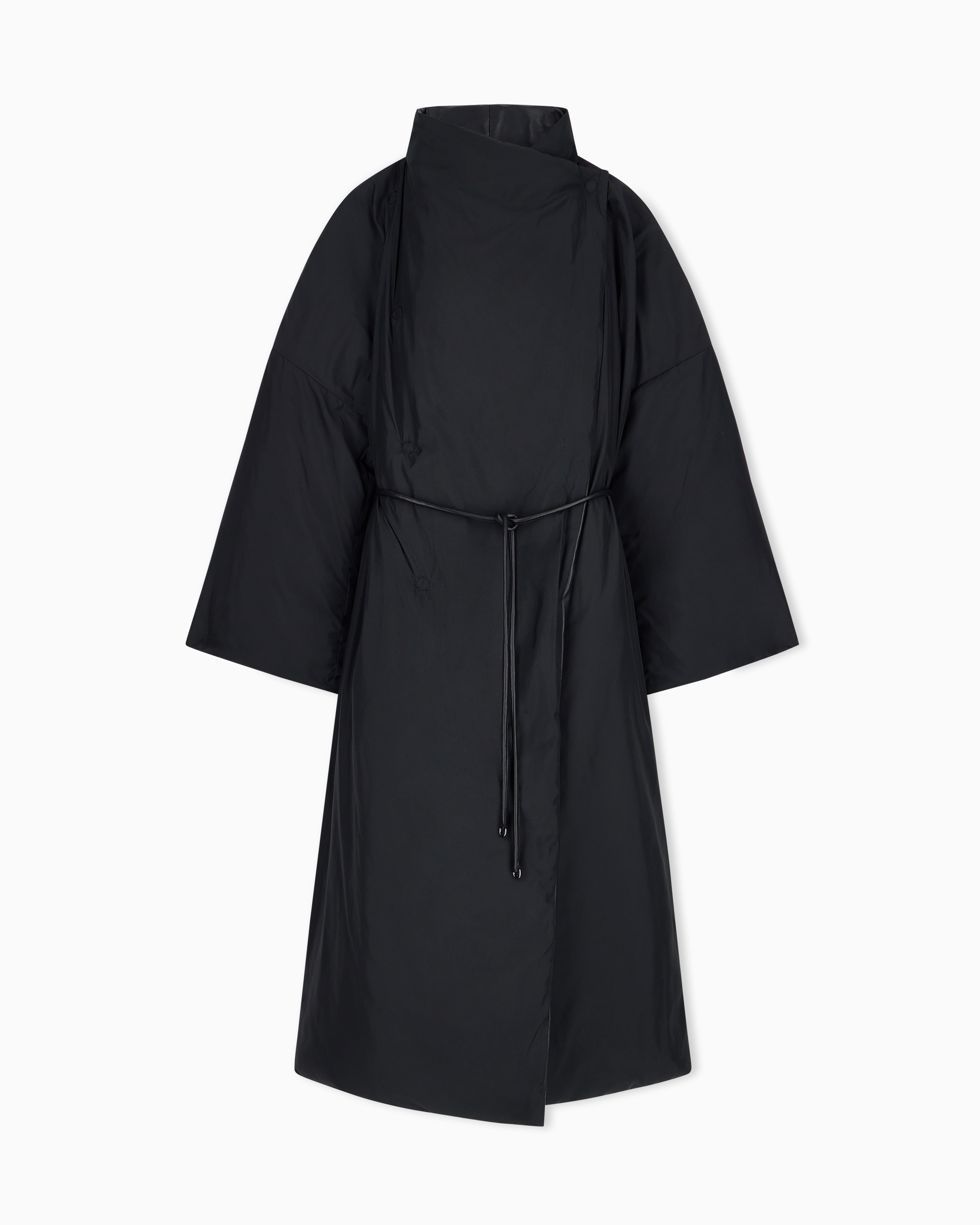 Emporio Armani reversible oversized long down jacket in lambskin nappa leather