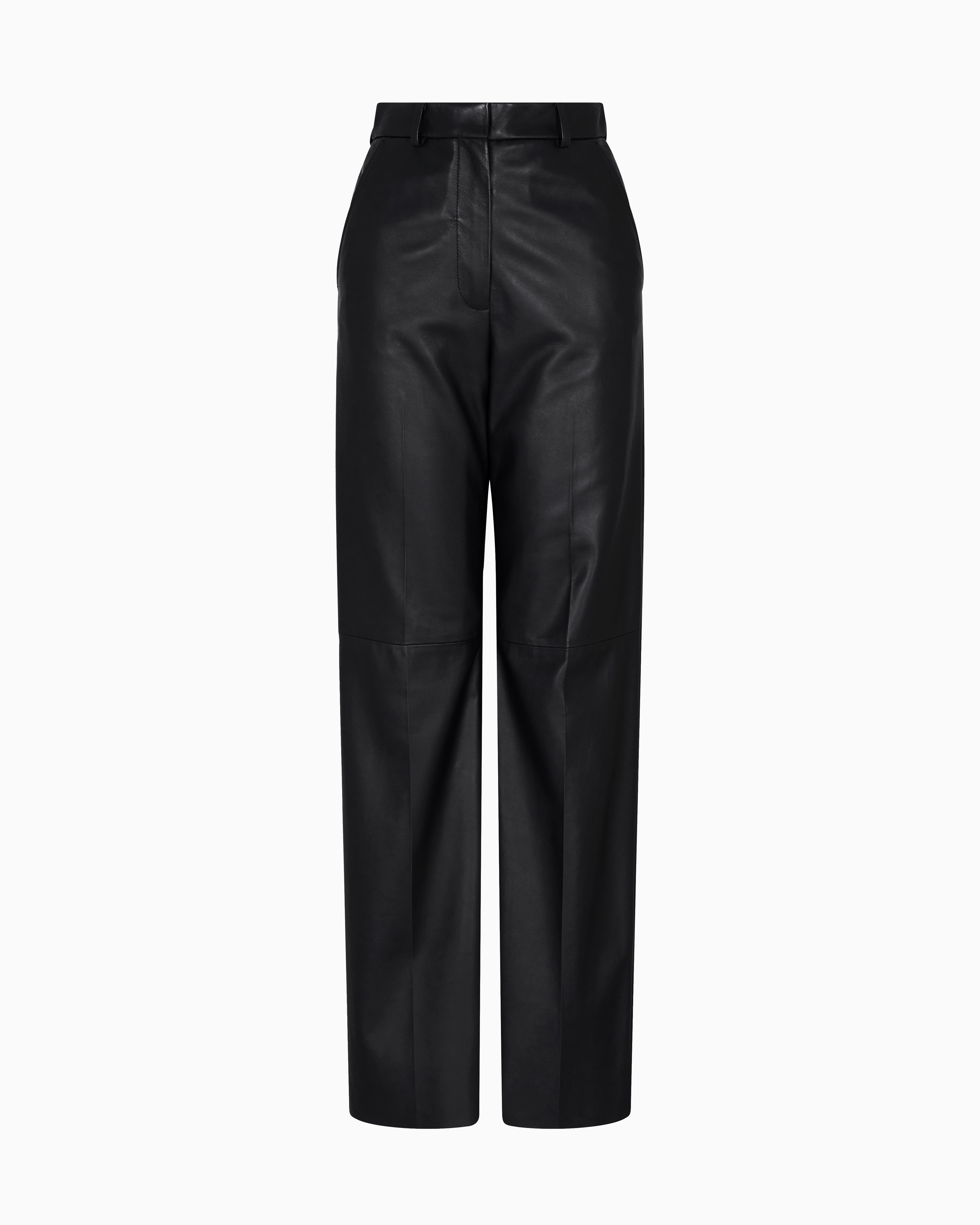 Emporio Armani Glove-quality lambskin nappa leather palazzo trousers