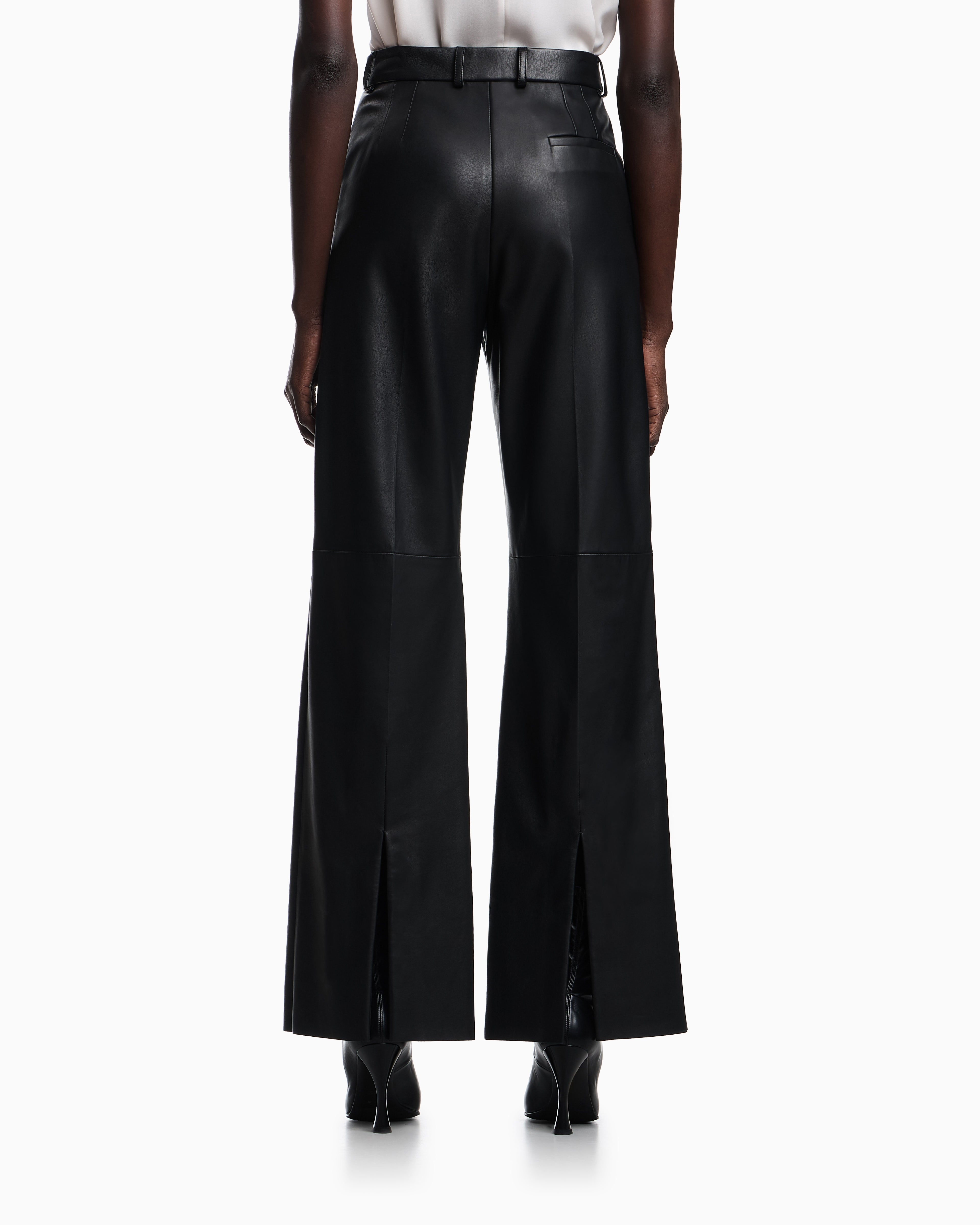 Emporio Armani Glove-quality lambskin nappa leather palazzo trousers