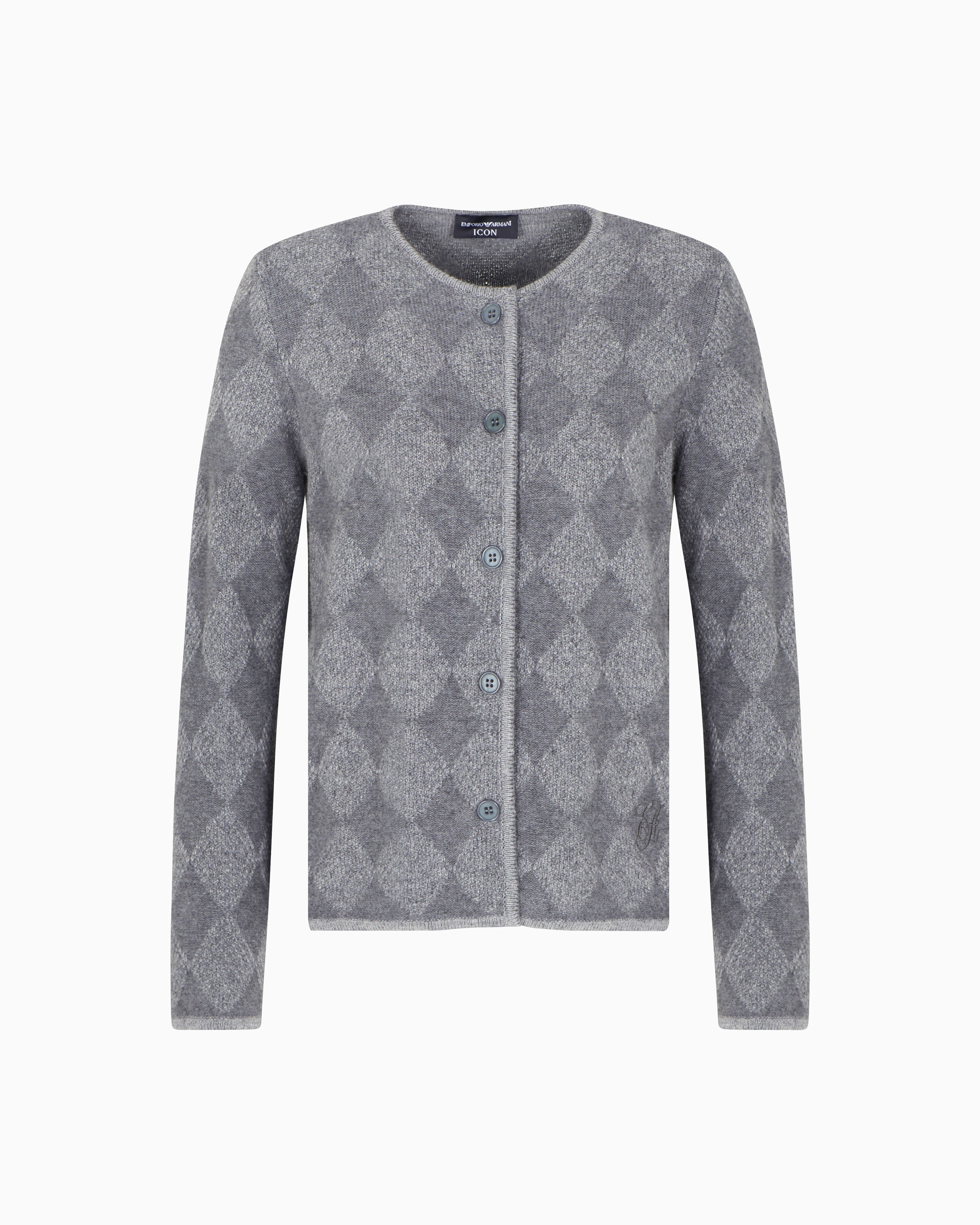 Emporio Armani Icon wool-blend cardigan with plated diamond motif