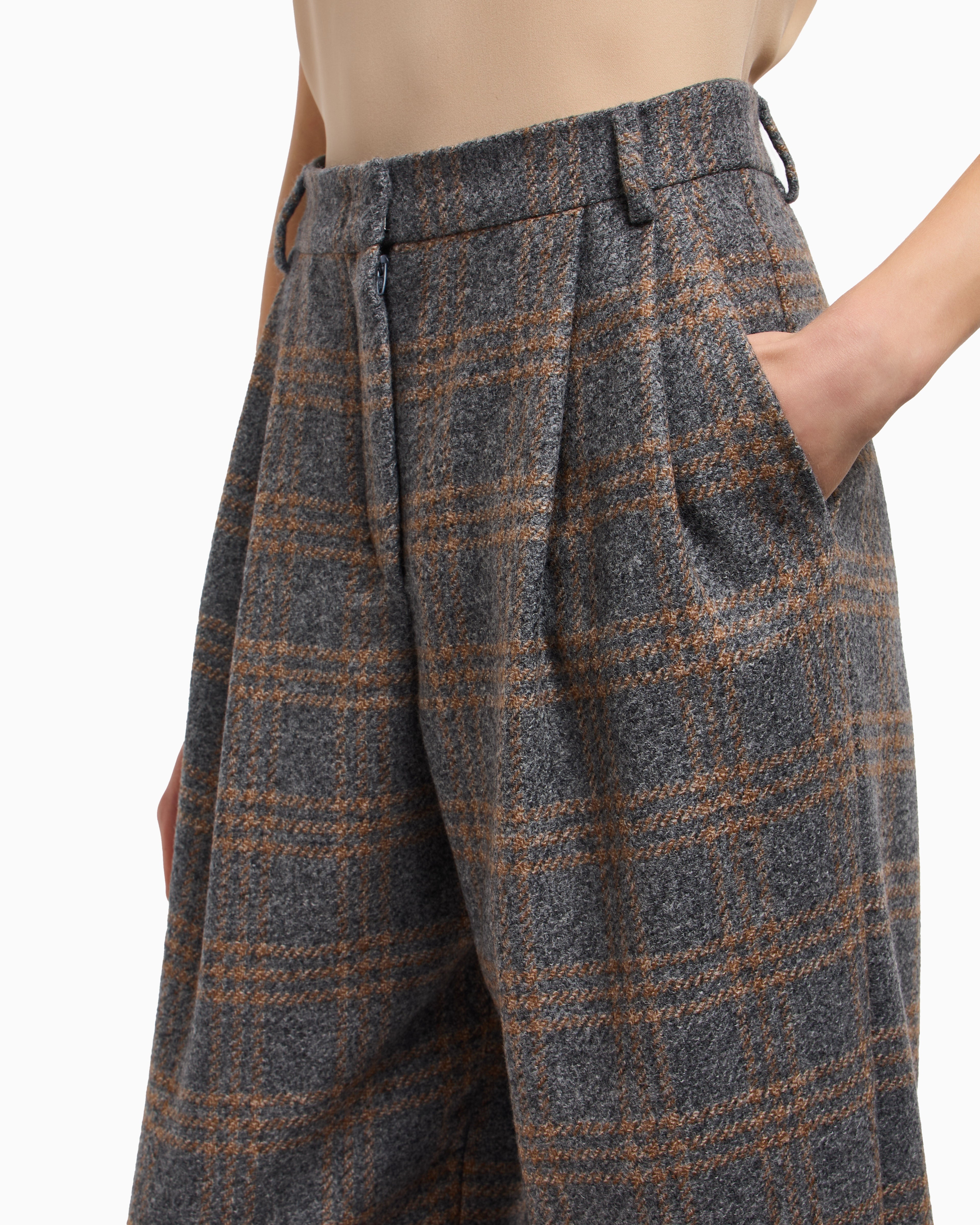 Emporio Armani Icon check-motif virgin-wool blend trousers with pleats