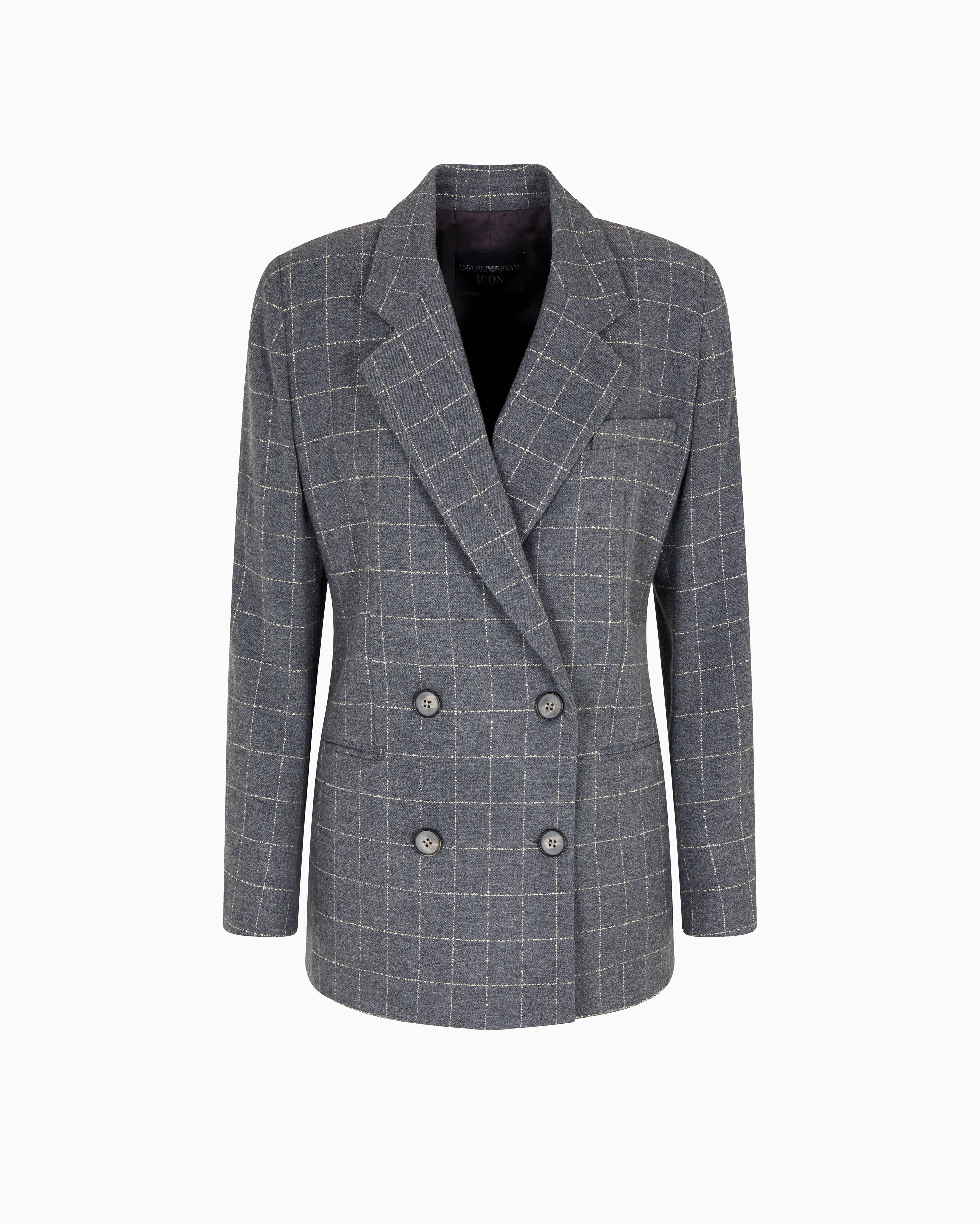 Emporio Armani Icon flannel double-breasted blazer with a check motif