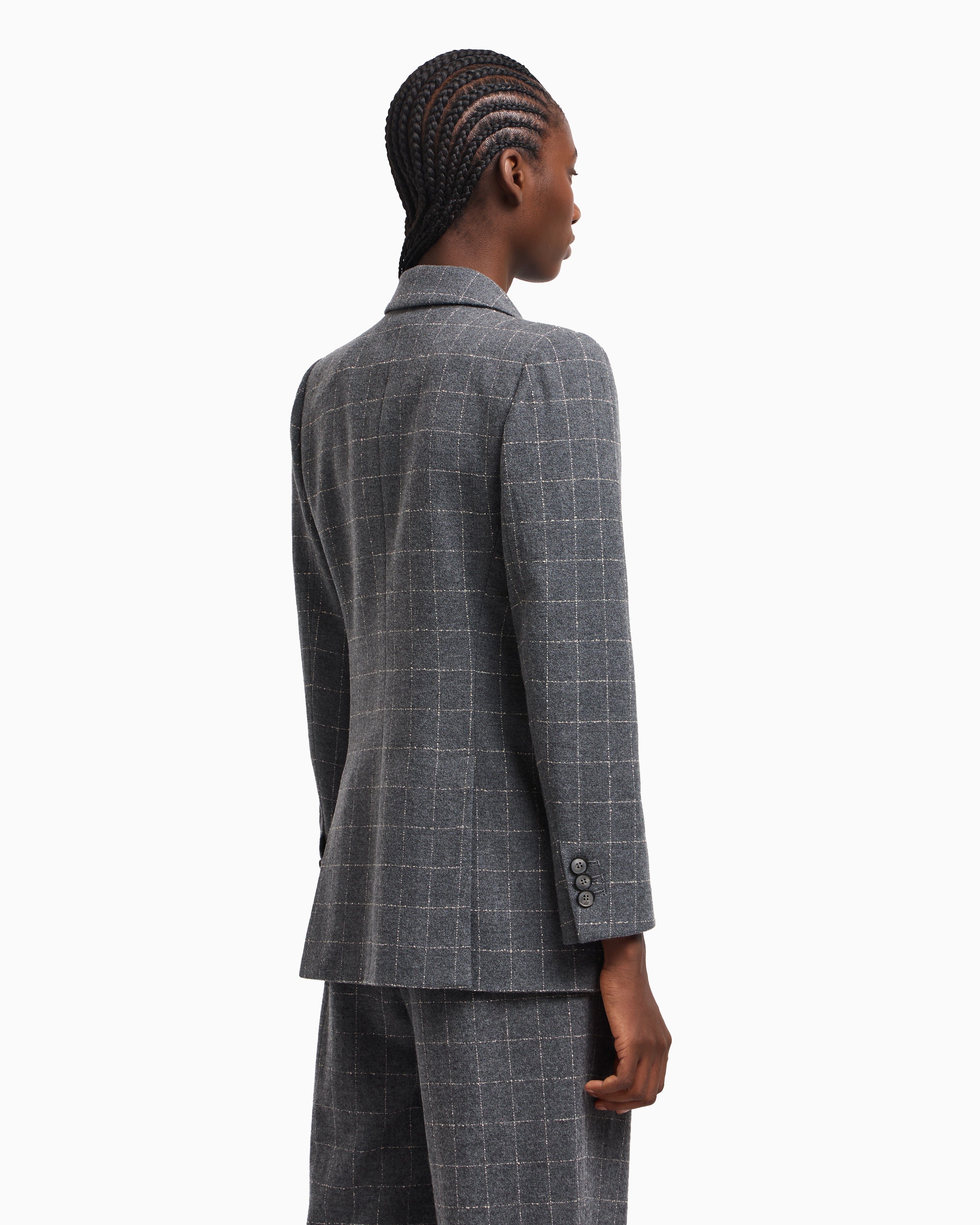 Emporio Armani Icon flannel double-breasted blazer with a check motif