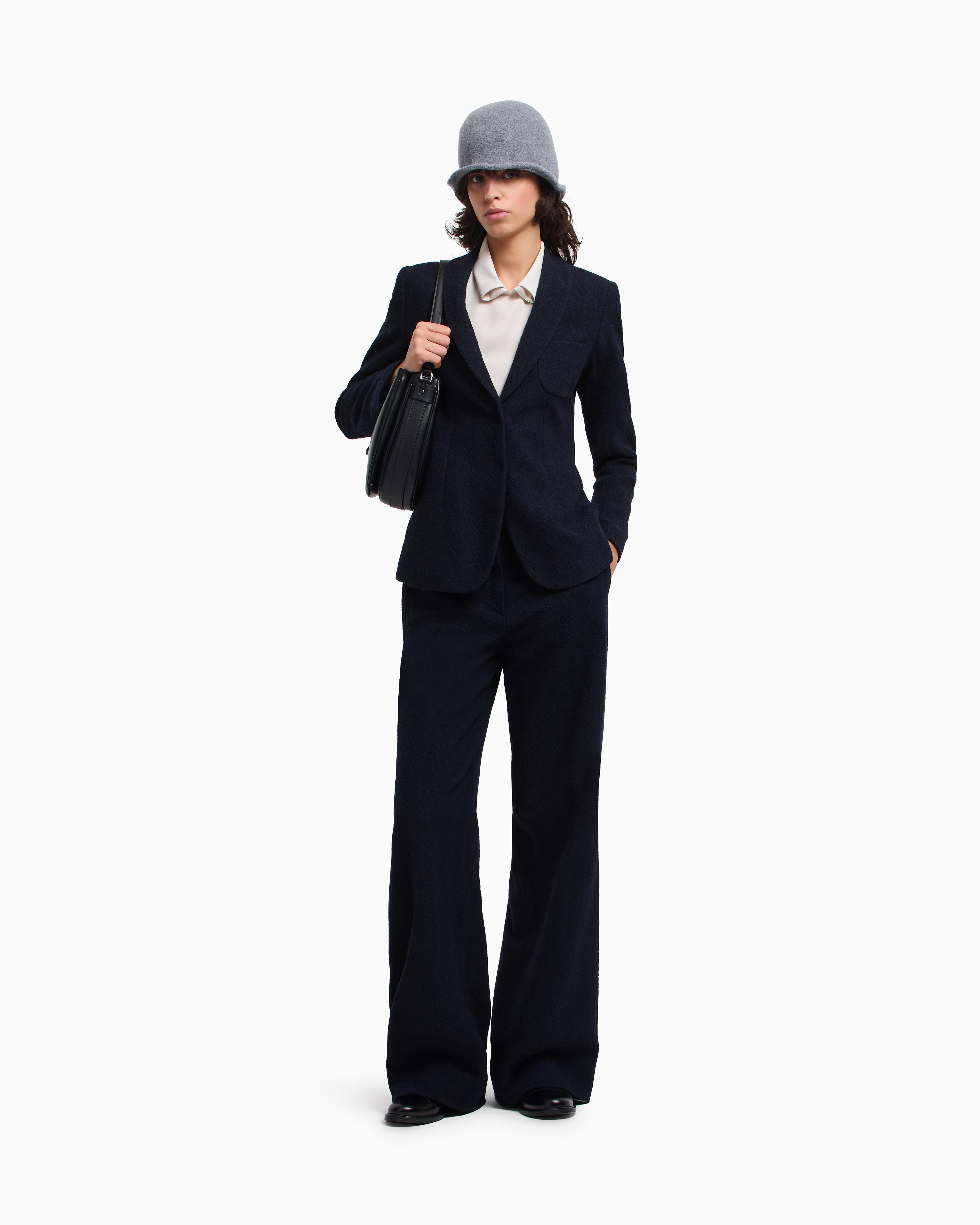 Emporio Armani Icon chevron-motif jacquard wide-leg trousers