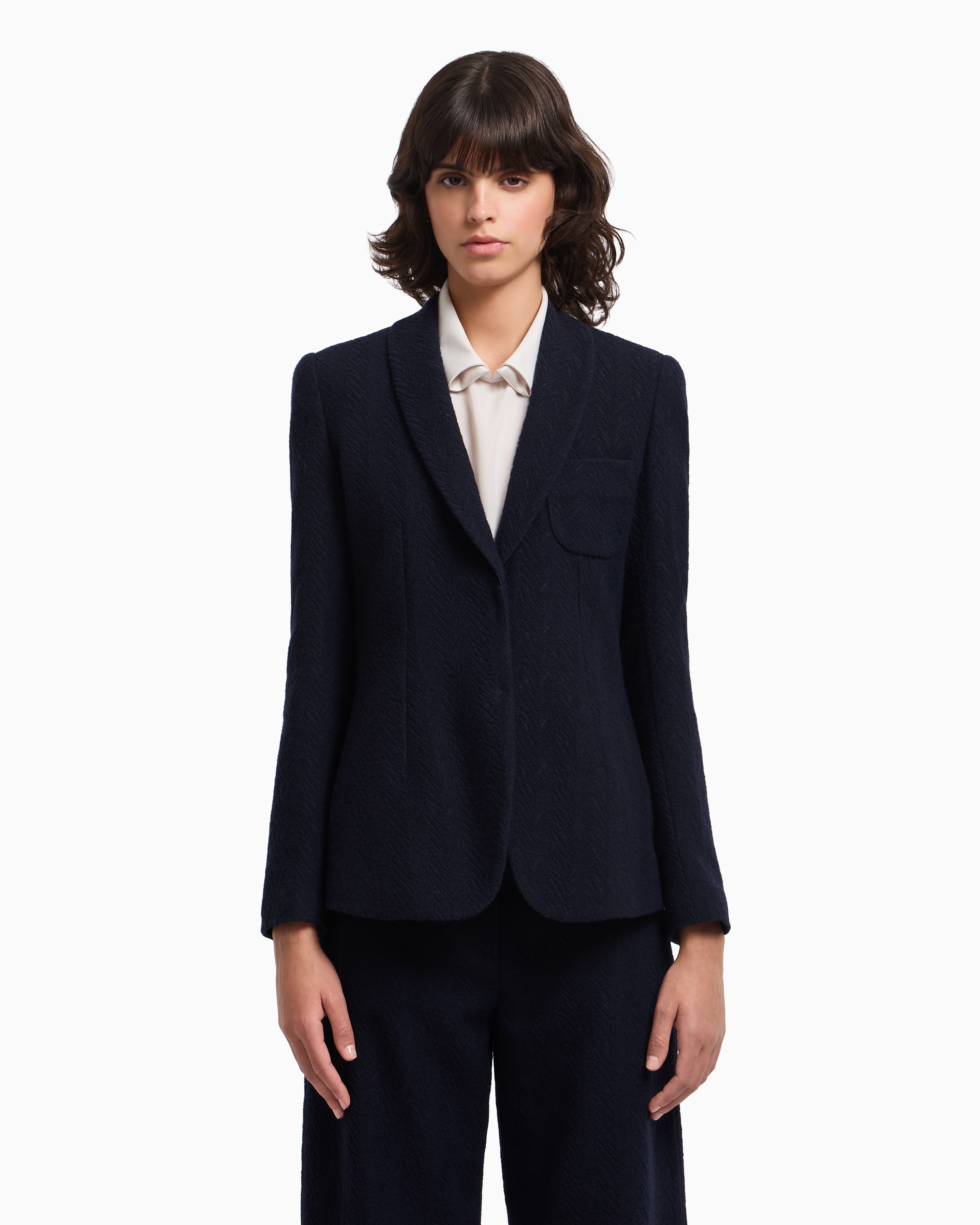 Emporio Armani Icon single-breasted blazer in jacquard with a chevron motif