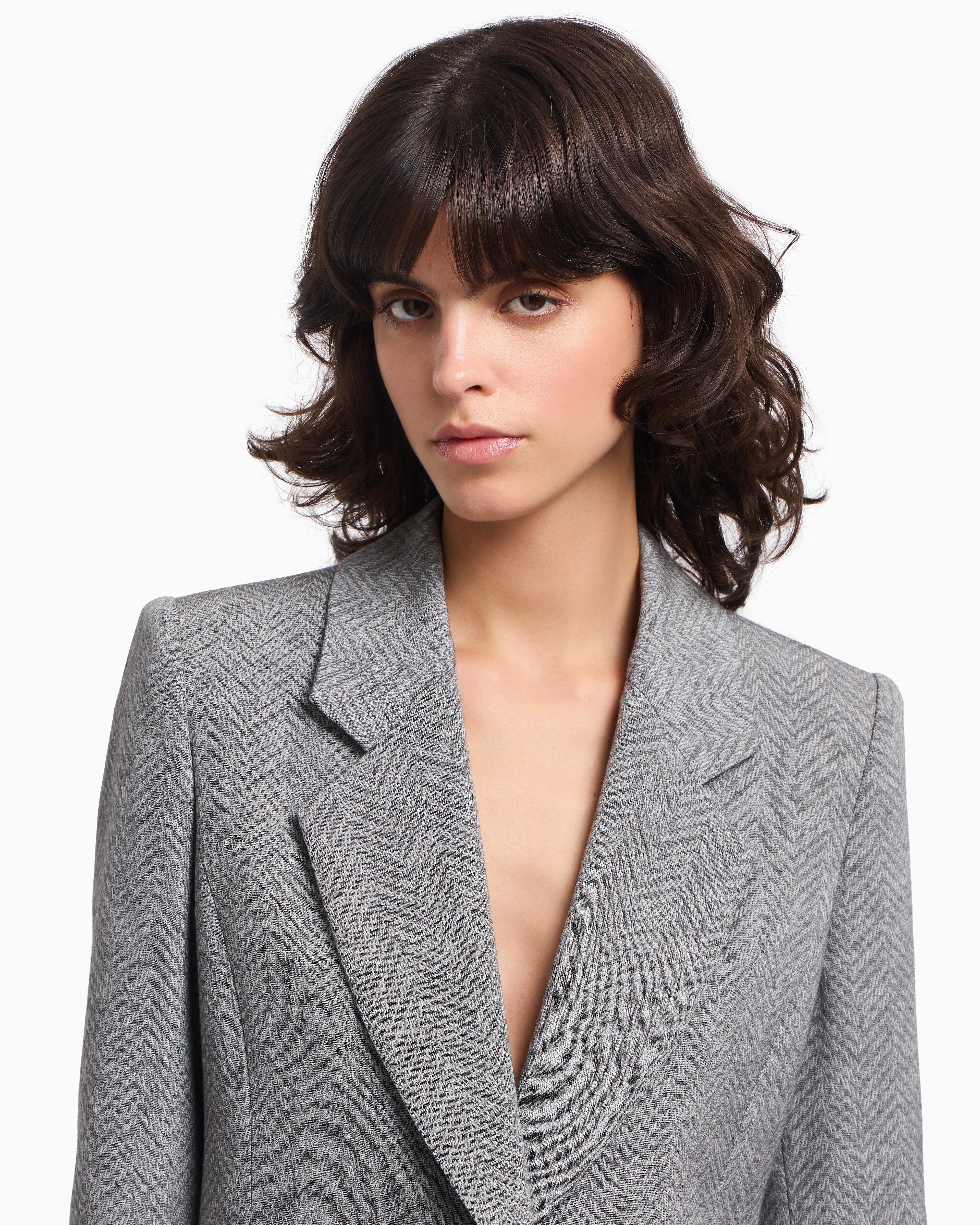 Emporio Armani Icon chevron viscose-blend single-breasted blazer