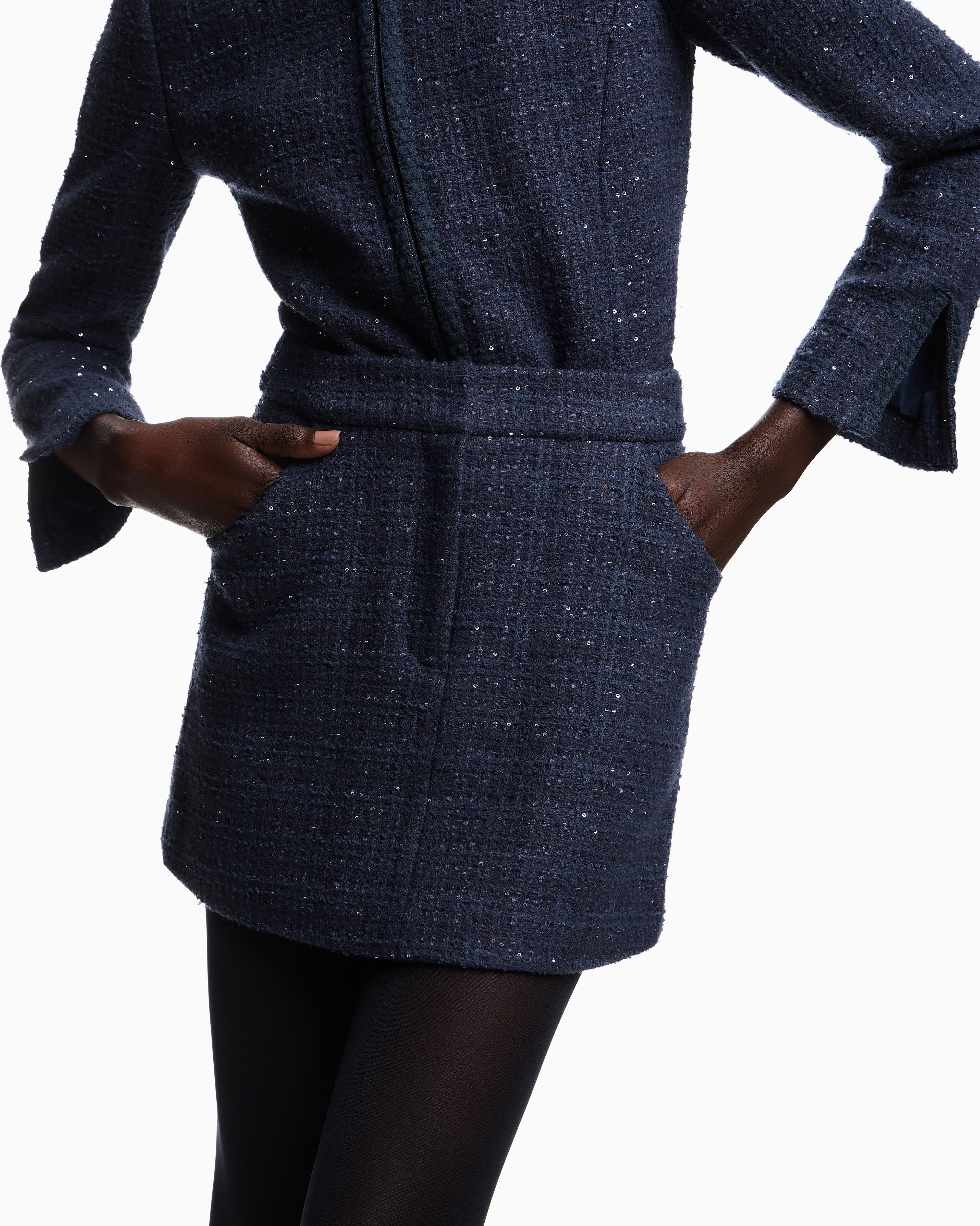 Emporio Armani Lurex tweed mini skirt with micro sequins
