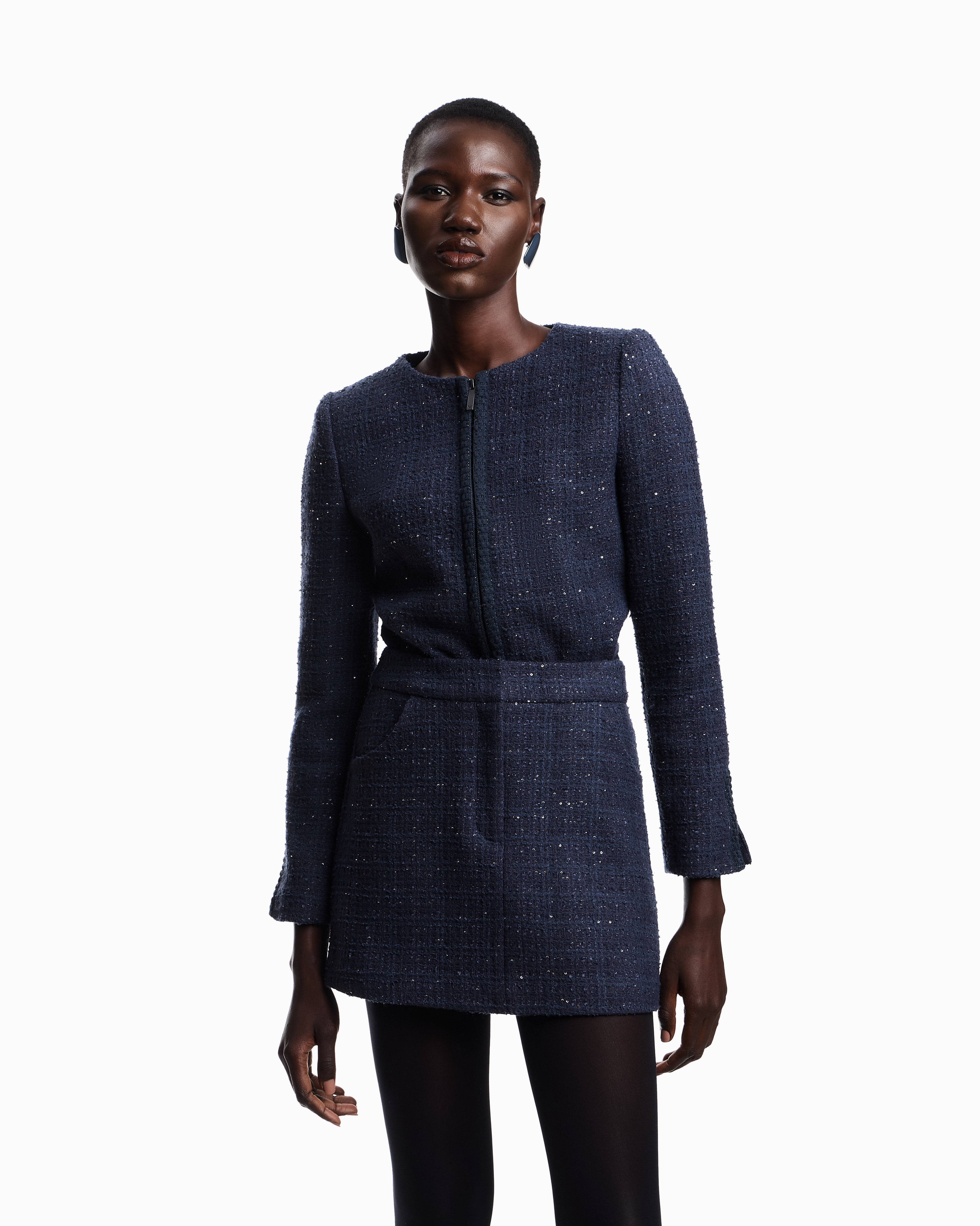 Emporio Armani Lurex tweed mini skirt with micro sequins
