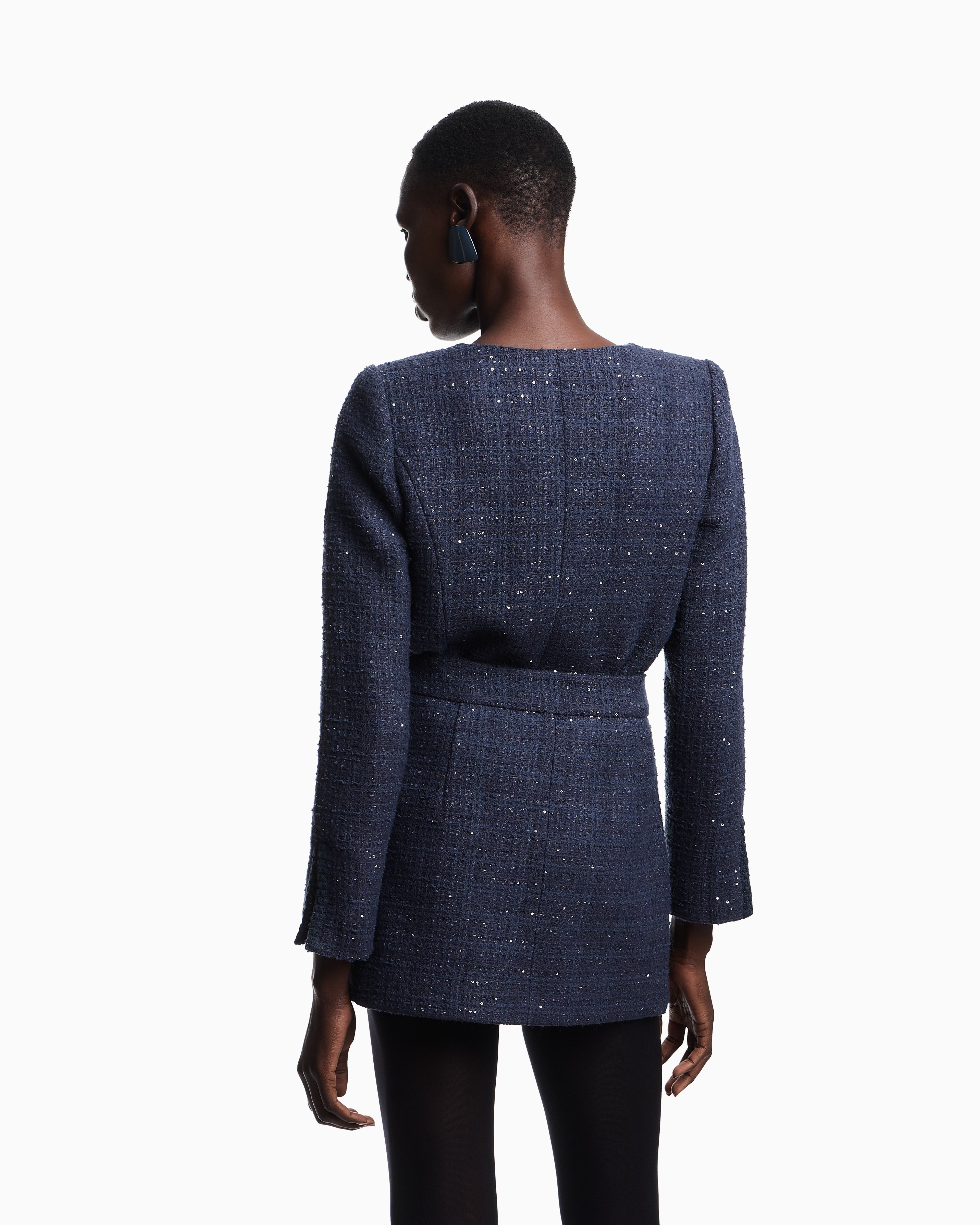 Emporio Armani Lurex tweed mini skirt with micro sequins
